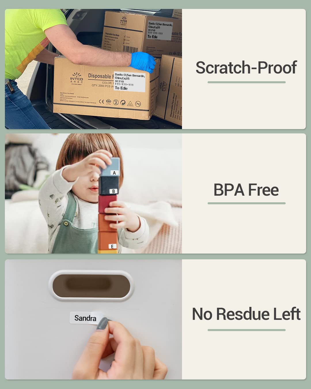 Phomemo Thermal Printer Labels - 3 Rolls, 40x30mm White Rectangular, Ink-Free Printing | Compatible with M110/M220/M221 5