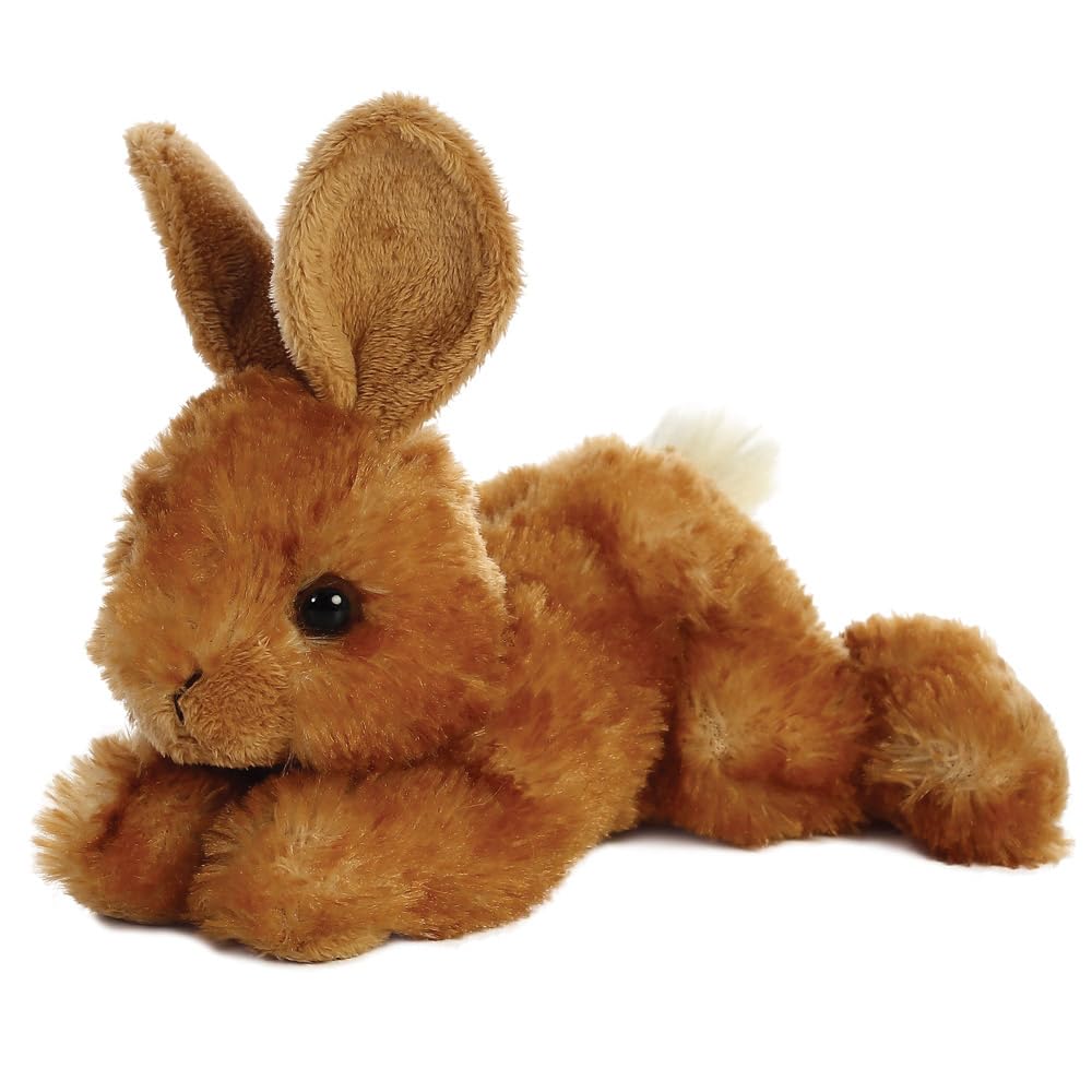 Aurora Mini Flopsies Brown Bunny Stuffed Animal - 8-inch, Suitable from Birth
