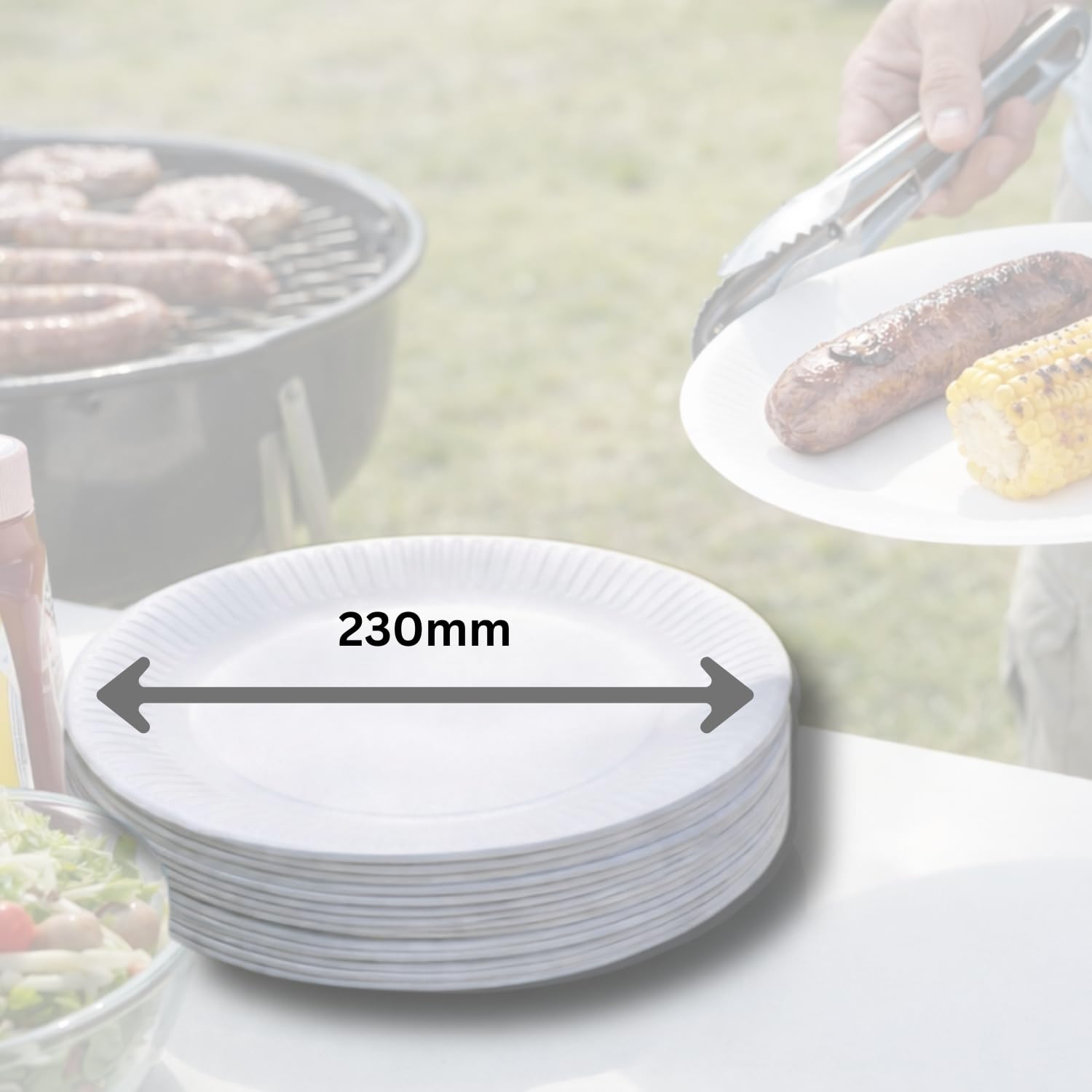 bar@drinkstuff White Paper Plates - Pack of 100 | 23cm Diameter | Disposable 5