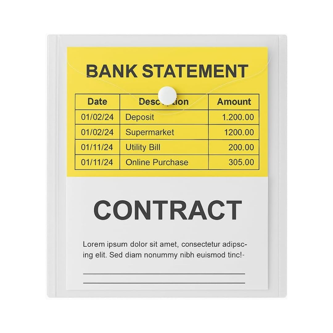 1ABOVE A5 Clear Popper Wallets - Pack of 5 Plastic Document Folders | Snap Closure | Transparent 4
