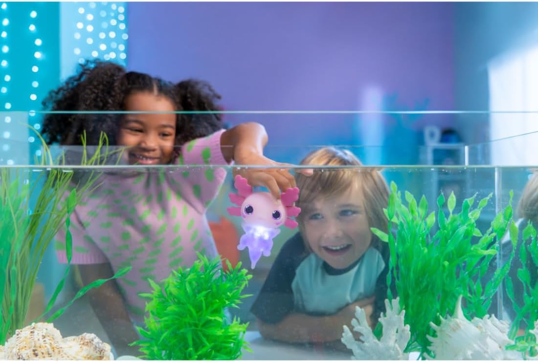 Let's Glo Axolotl - Blue Light-Up Interactive Electronic Pet Toy 5