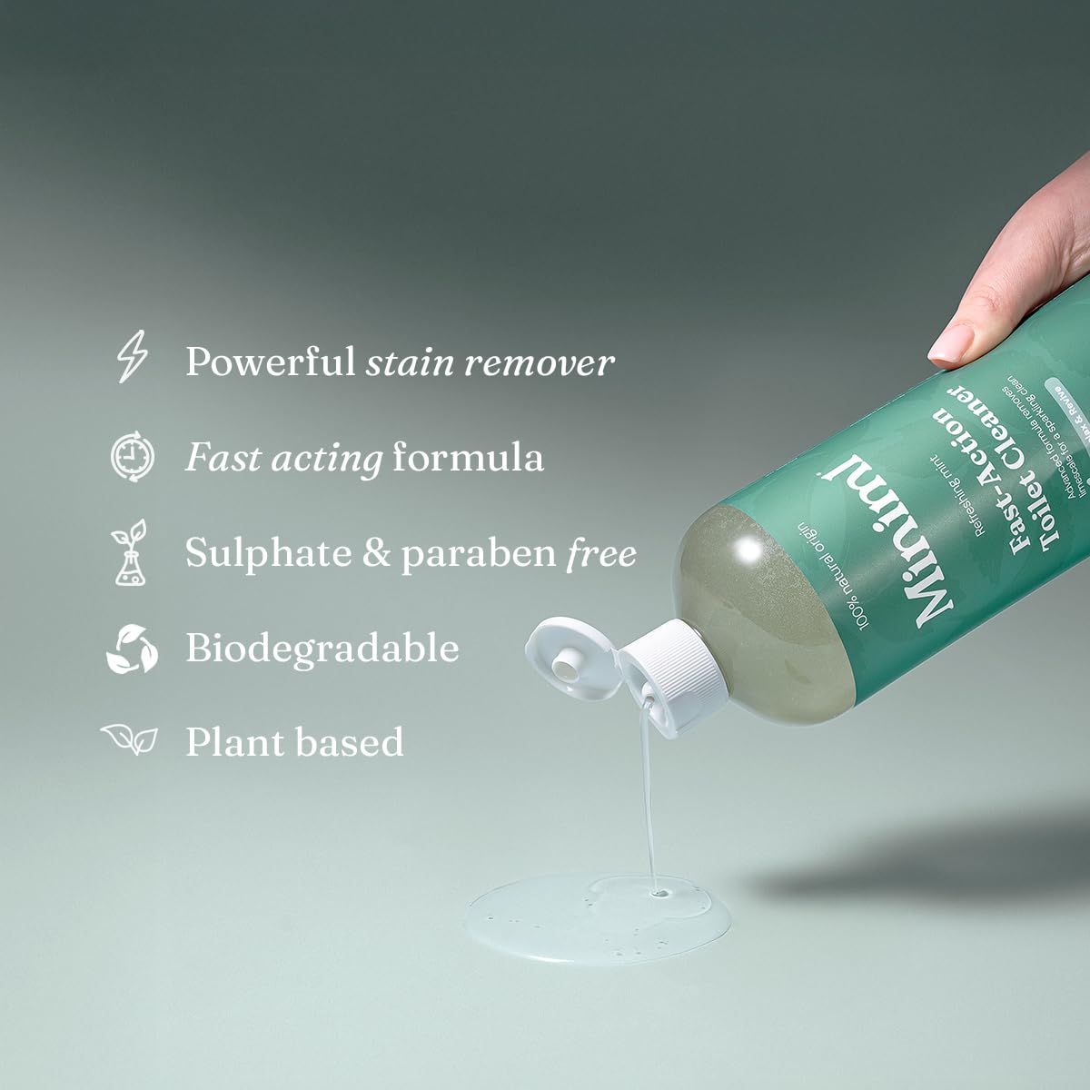 Miniml Fast-Action Toilet Cleaner - Refreshing Mint | 750ml Liquid | Biodegradable 3