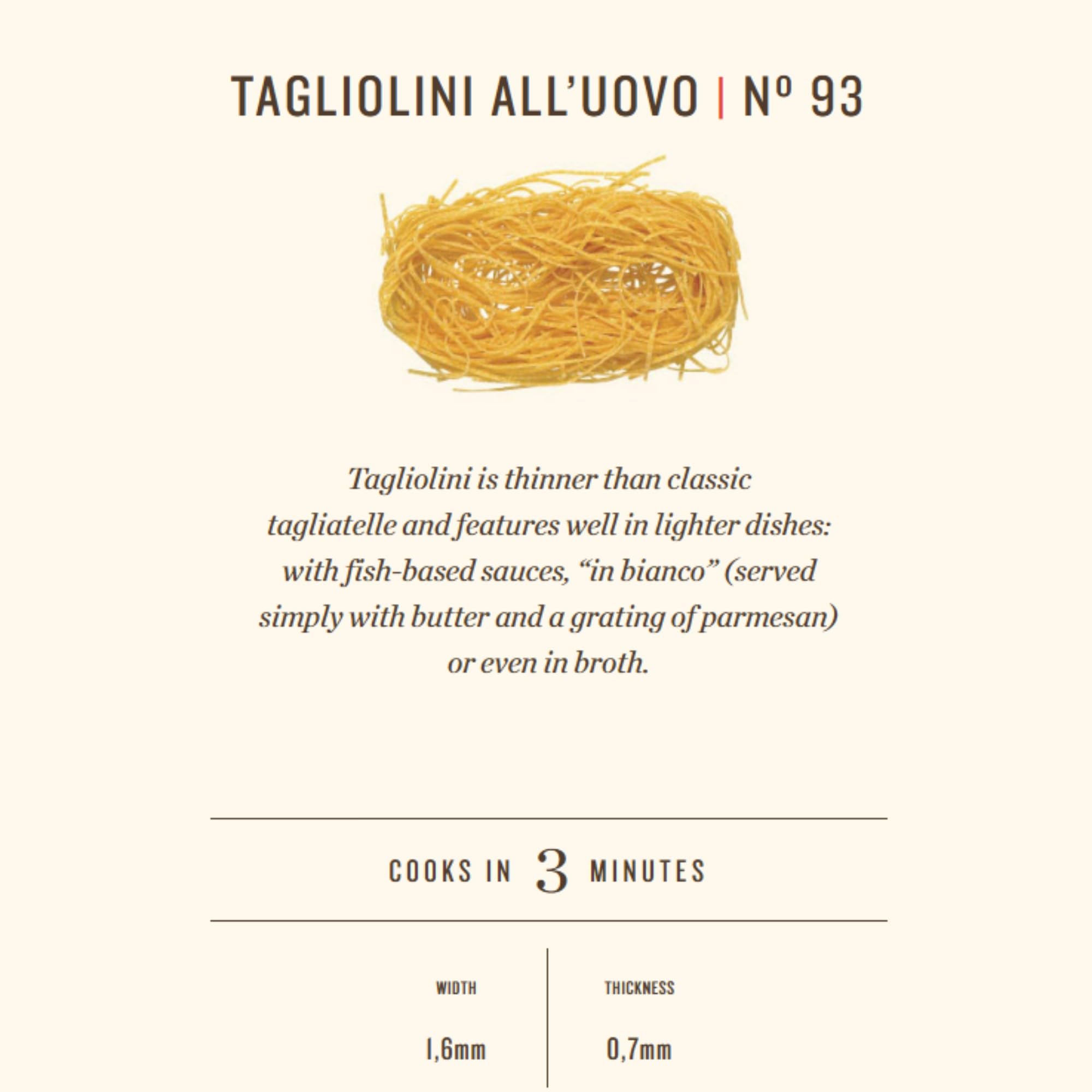 Rummo Egg Tagliolini All'uovo Pasta No.93 - Fine-Cut Italian Egg Pasta | 23.9% Egg Content | 250g 2