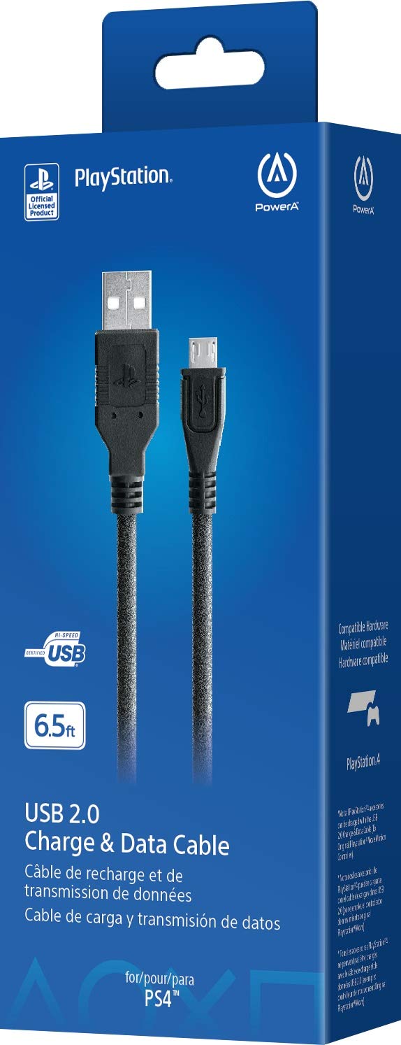 PowerA USB Charging Cable - 6.5 ft | Fast Charging | Official PS4 Licensed 1