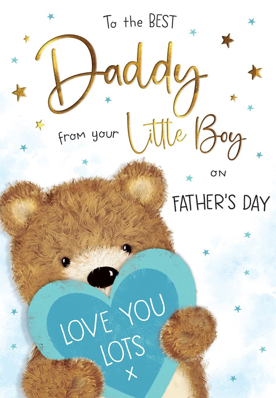 Piccadilly Greetings Father's Day Card for Daddy from Boy | 9 x 6 Inches | Blue