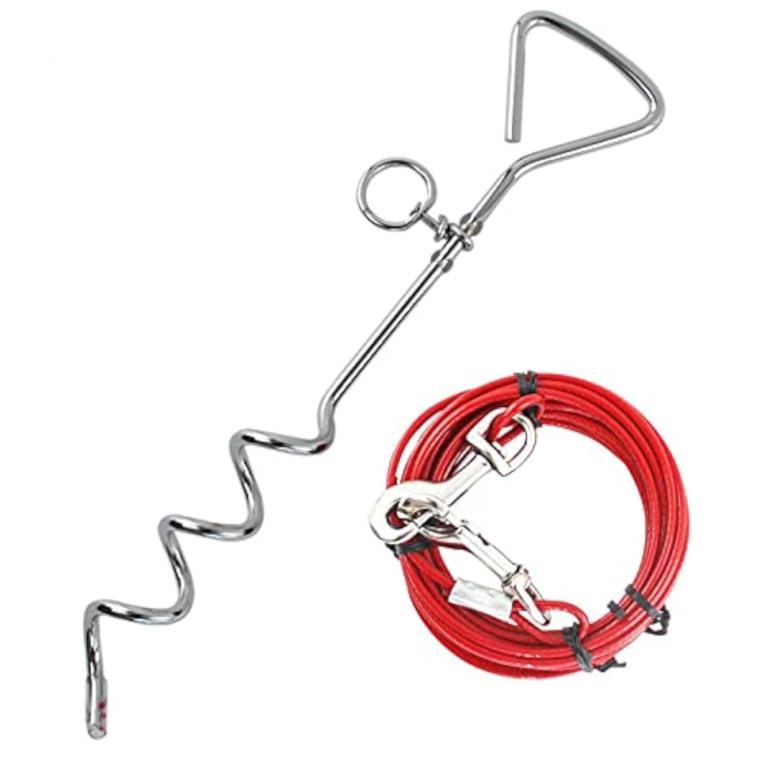 Taylor & Brown Heavy Duty Dog Tie Out Cable with Spiral Ground Stake | 3 Meters | Blue/Red 1