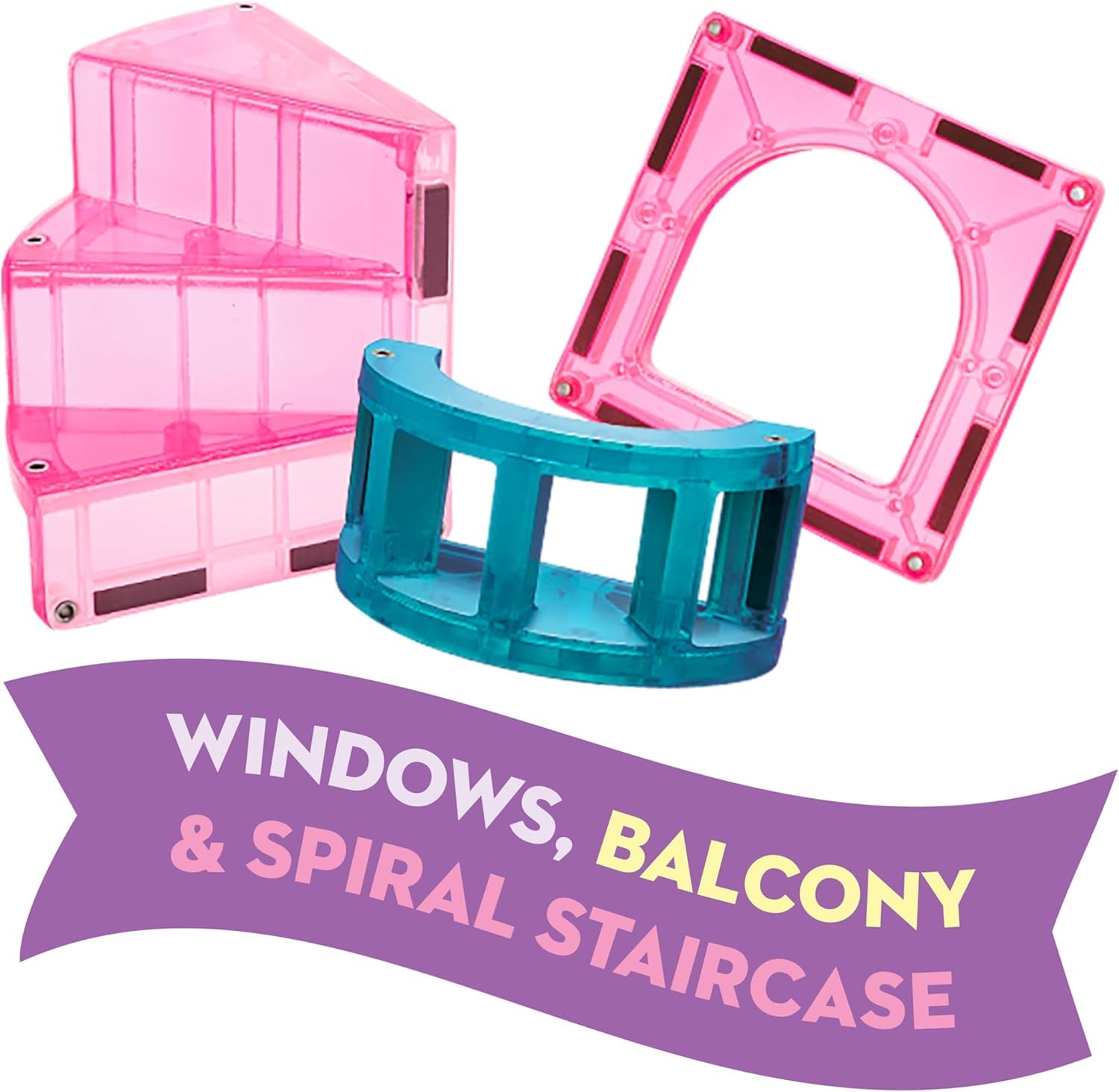Magna-Tiles Castle DLX 48-Piece Magnetic Construction Set - Drawbridge, Dragon Figure & Spiral Staircase, Ages 3+ 2