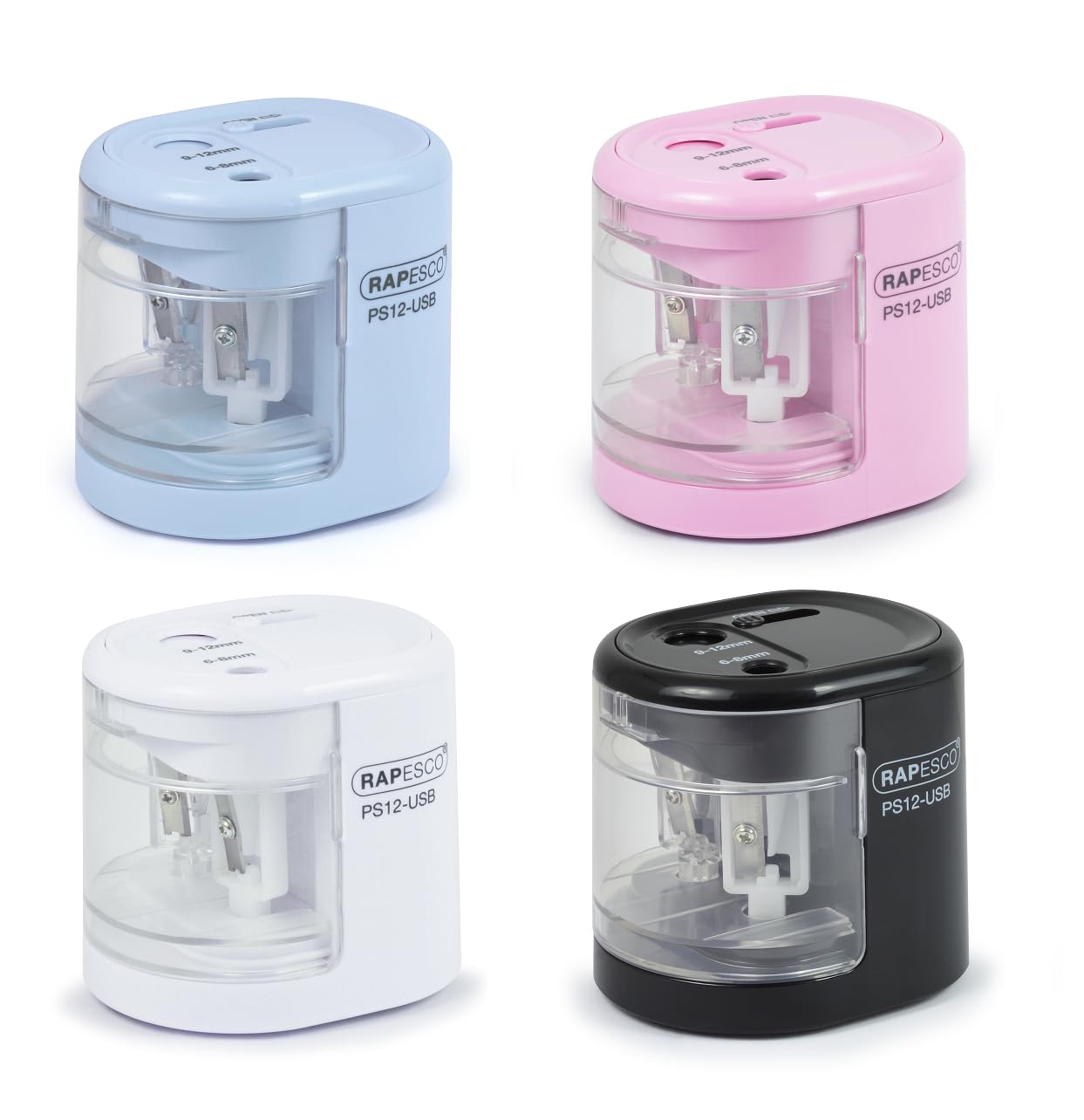 RAPESCO Automatic Electric Pencil Sharpener 1446 - Dual Hole | USB/Battery Powered | Candy Pink 7
