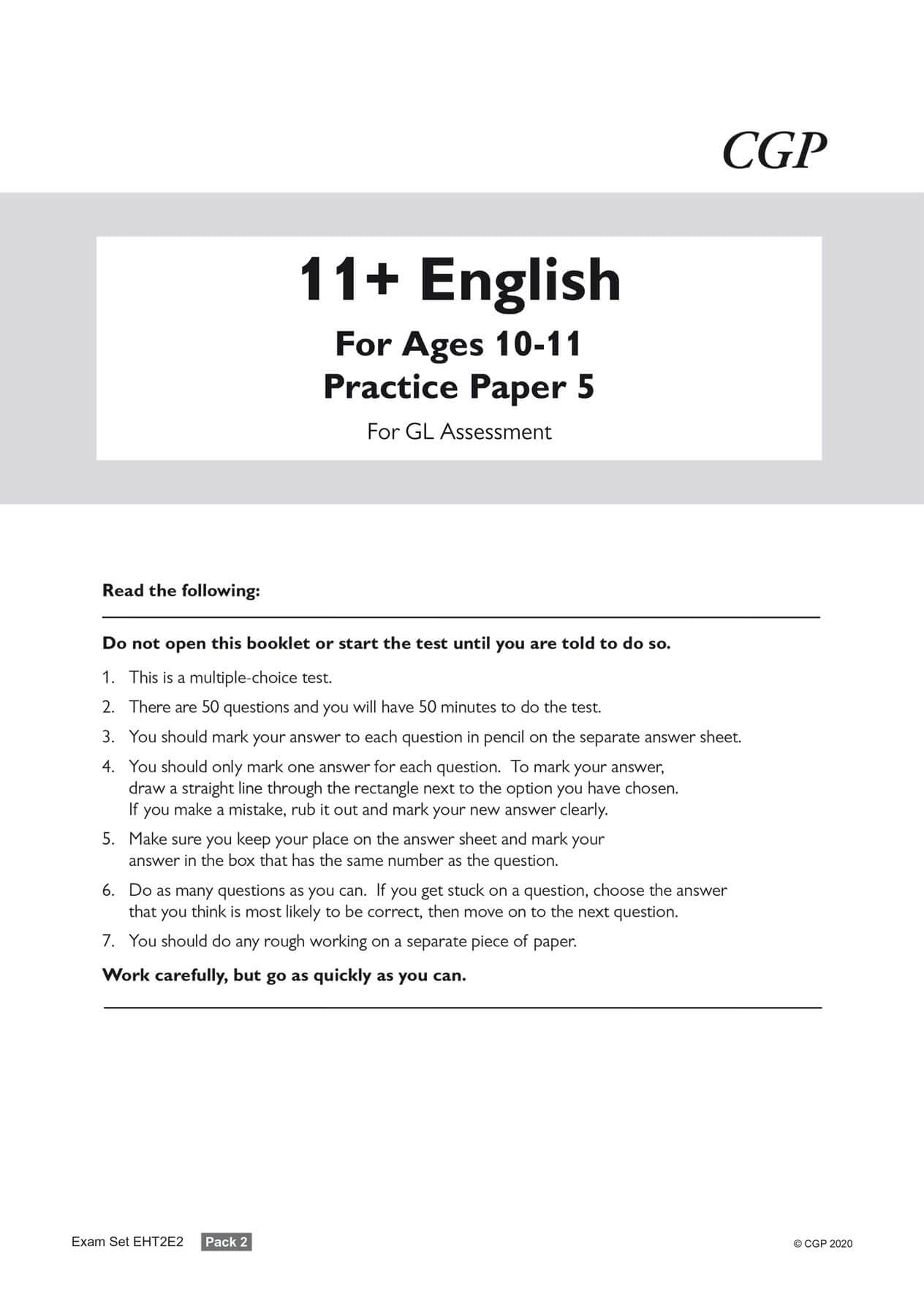CGP Books 11+ GL English Practice Papers Pack 2 - Ages 10-11 | 2020 Release | Paperback