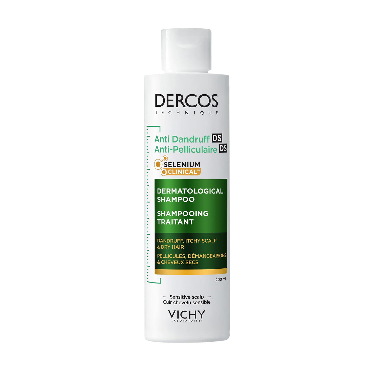 Vichy Dercos Anti-Dandruff Shampoo for Dry Hair - 200ml | Eliminates Dandruff | 6-Week Protection