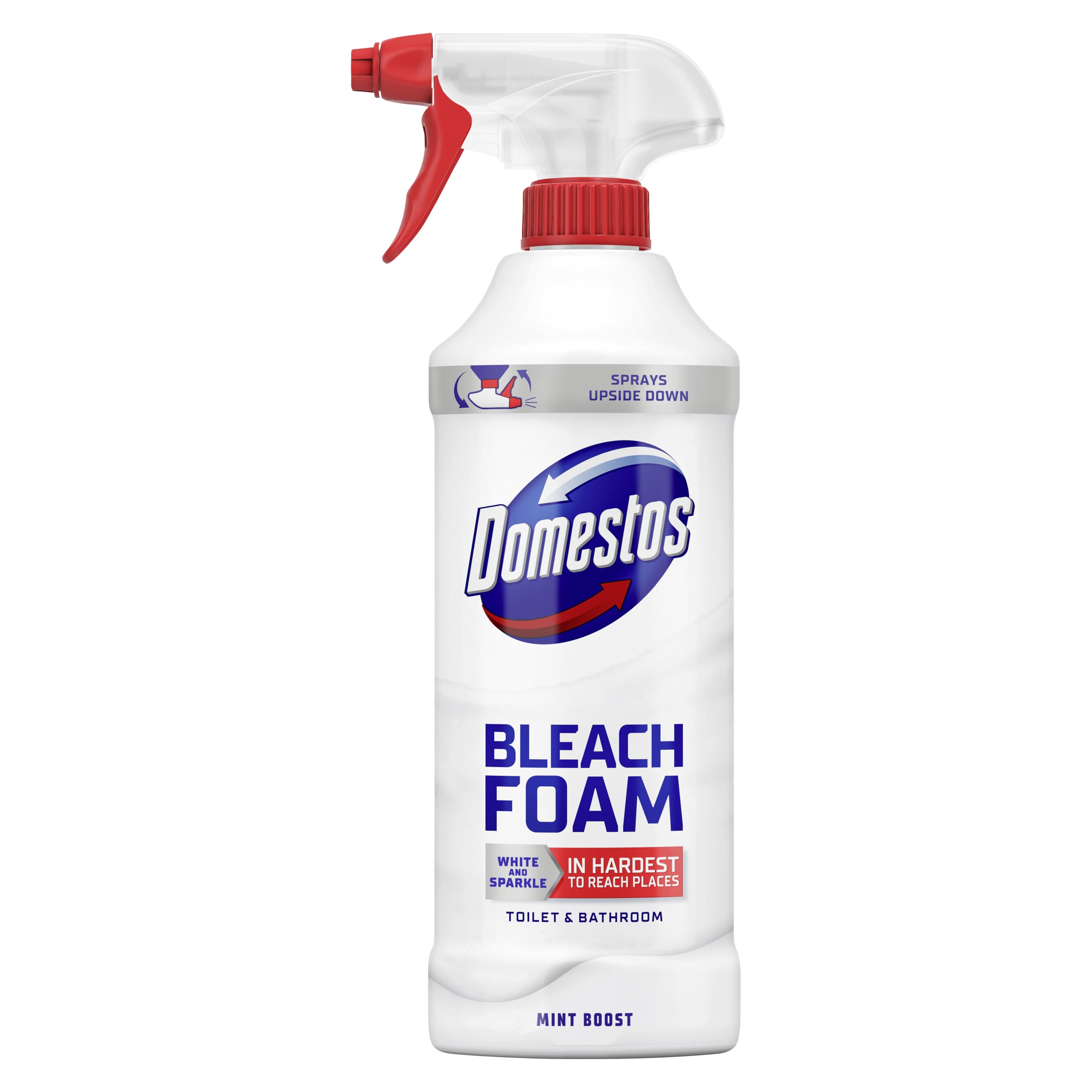 Domestos Mint Boost Bleach Foam Cleaner Spray for Toilet & Bathroom Surfaces 450 ml