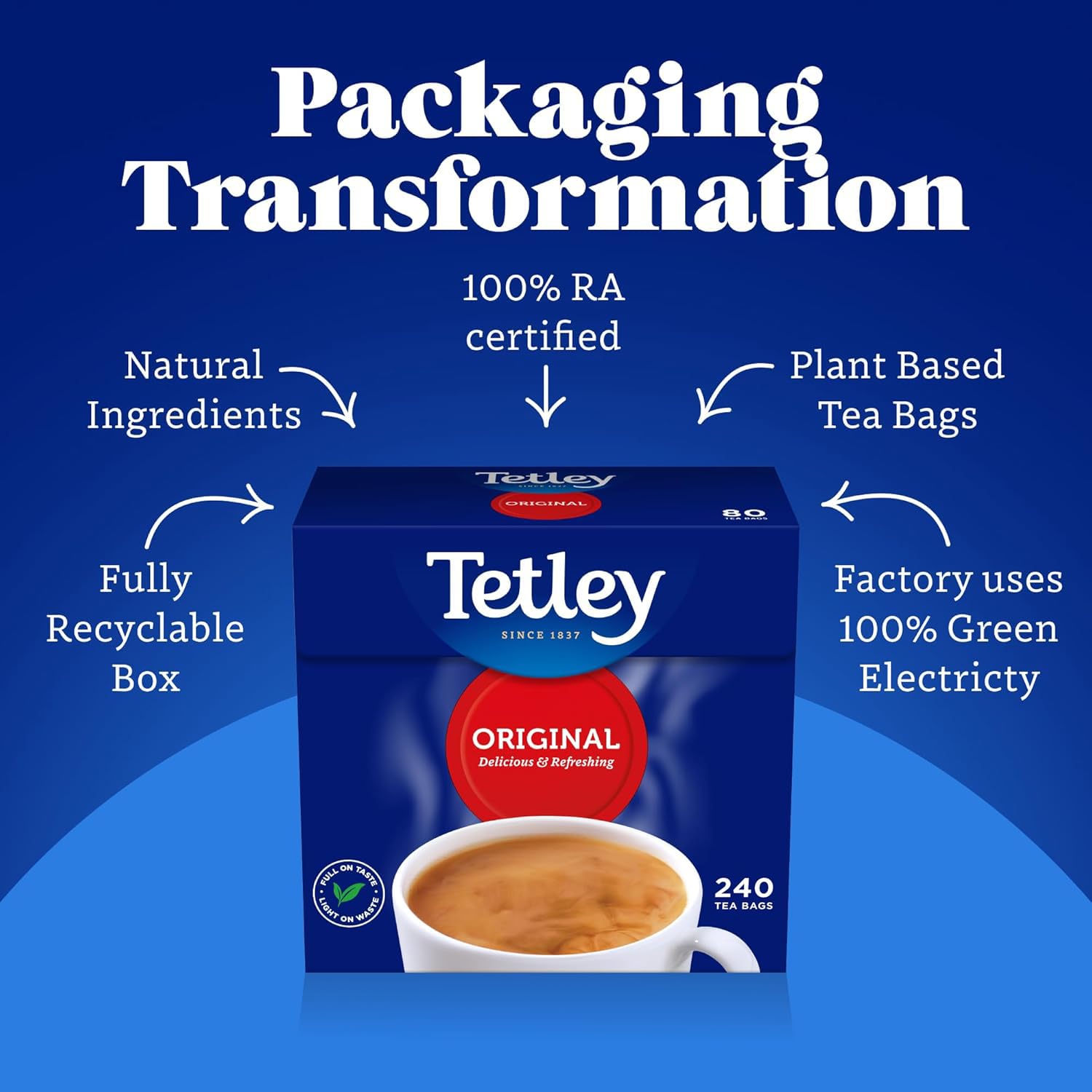 Tetley Original Black Tea Bags - 240 Count, 750g | Rainforest Alliance Certified 4