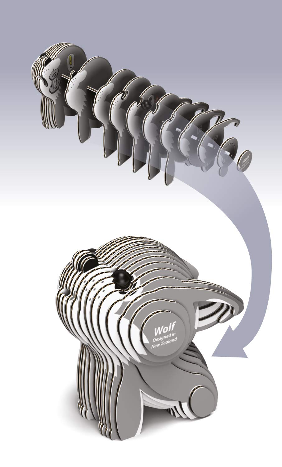 Brainstorm TOYS EUGY 3D Wolf Model Craft Kit | Biodegradable Card | Ages Child, Adult 4