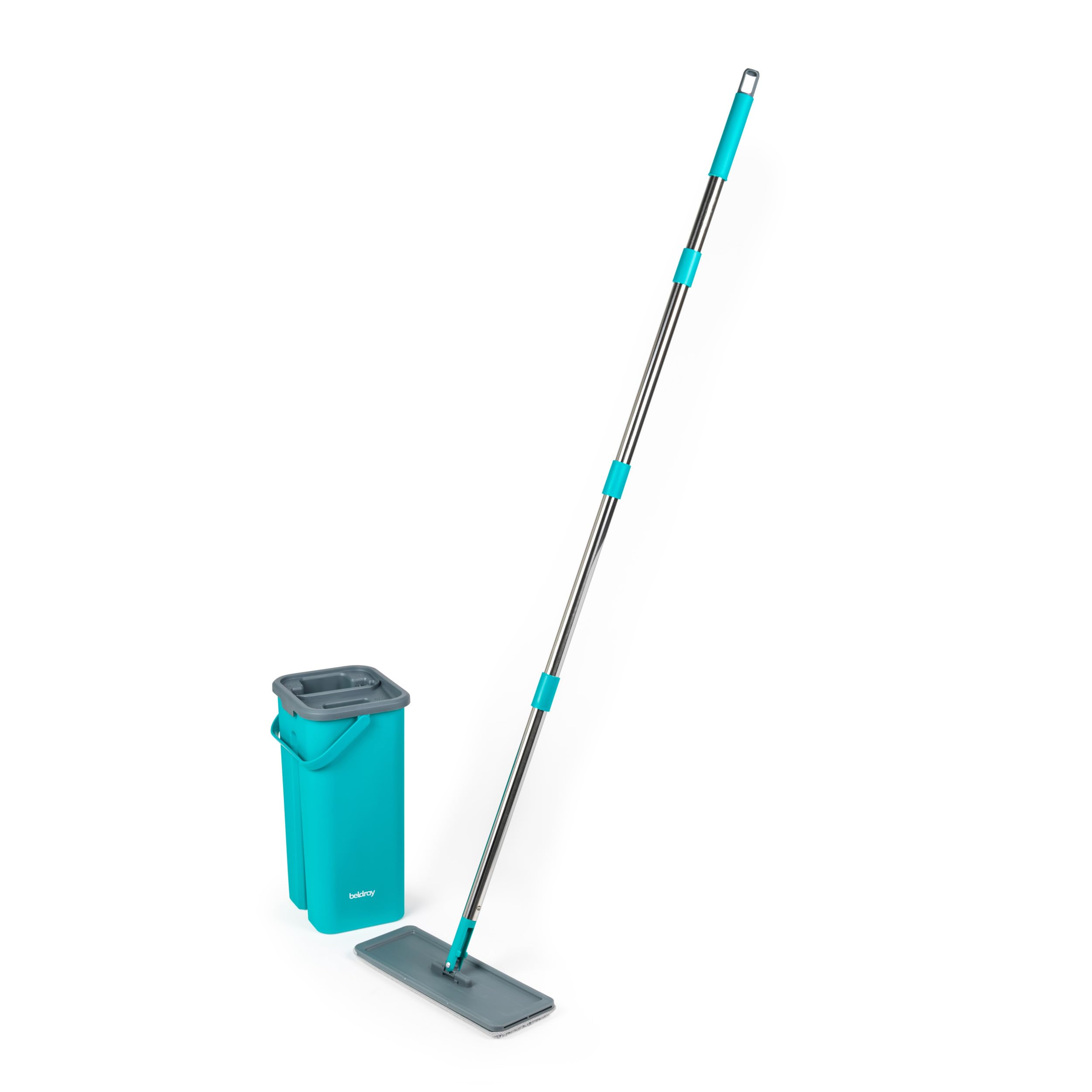 Beldray AntiBac Flat Head Mop & Bucket Set - 5L Capacity | Built-In Wringing | Microfiber Pads 7