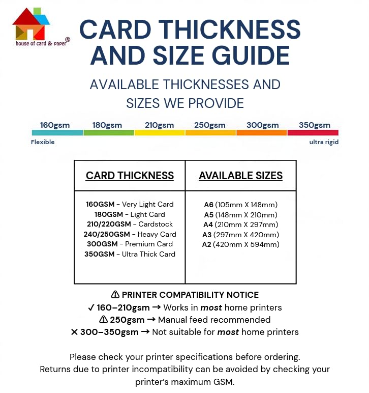 House of Card & Paper A3 White Card 180gsm - 50 Sheets | 420x297mm 3