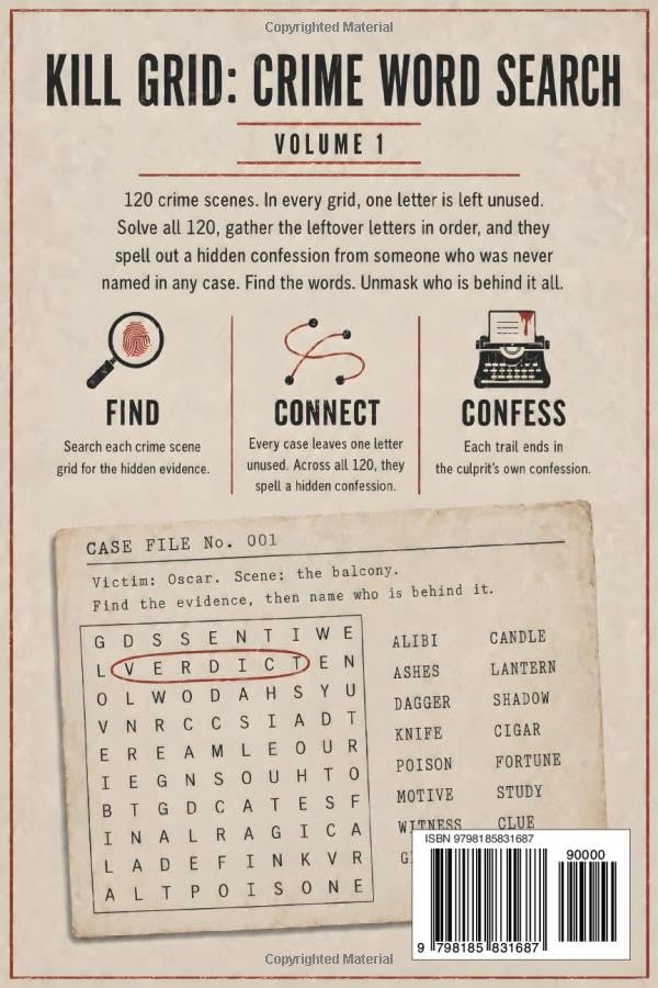 Kill Grid Volume 1 | Murder Mystery Word Search - 120 Connected Detective Puzzles