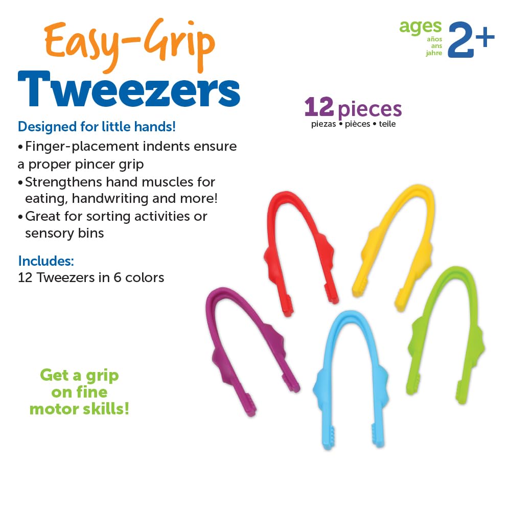 Learning Resources Easy-Grip Tweezers - Fine Motor Skills Toy for Ages 2+ | Set of 12 6