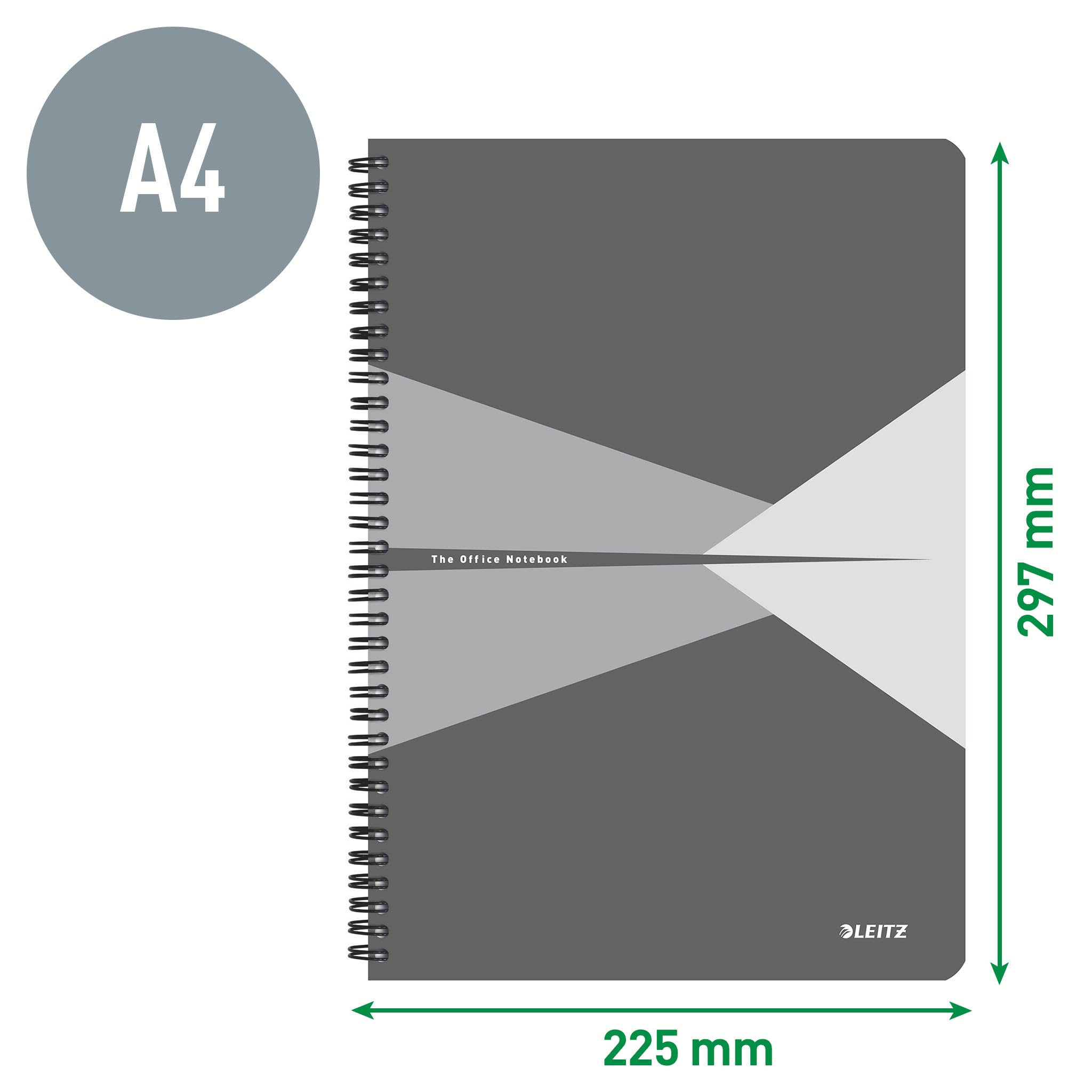 Leitz Office College Pad - A4 Squared Notebook | 180 Pages | Spiral Bound | Grey 5