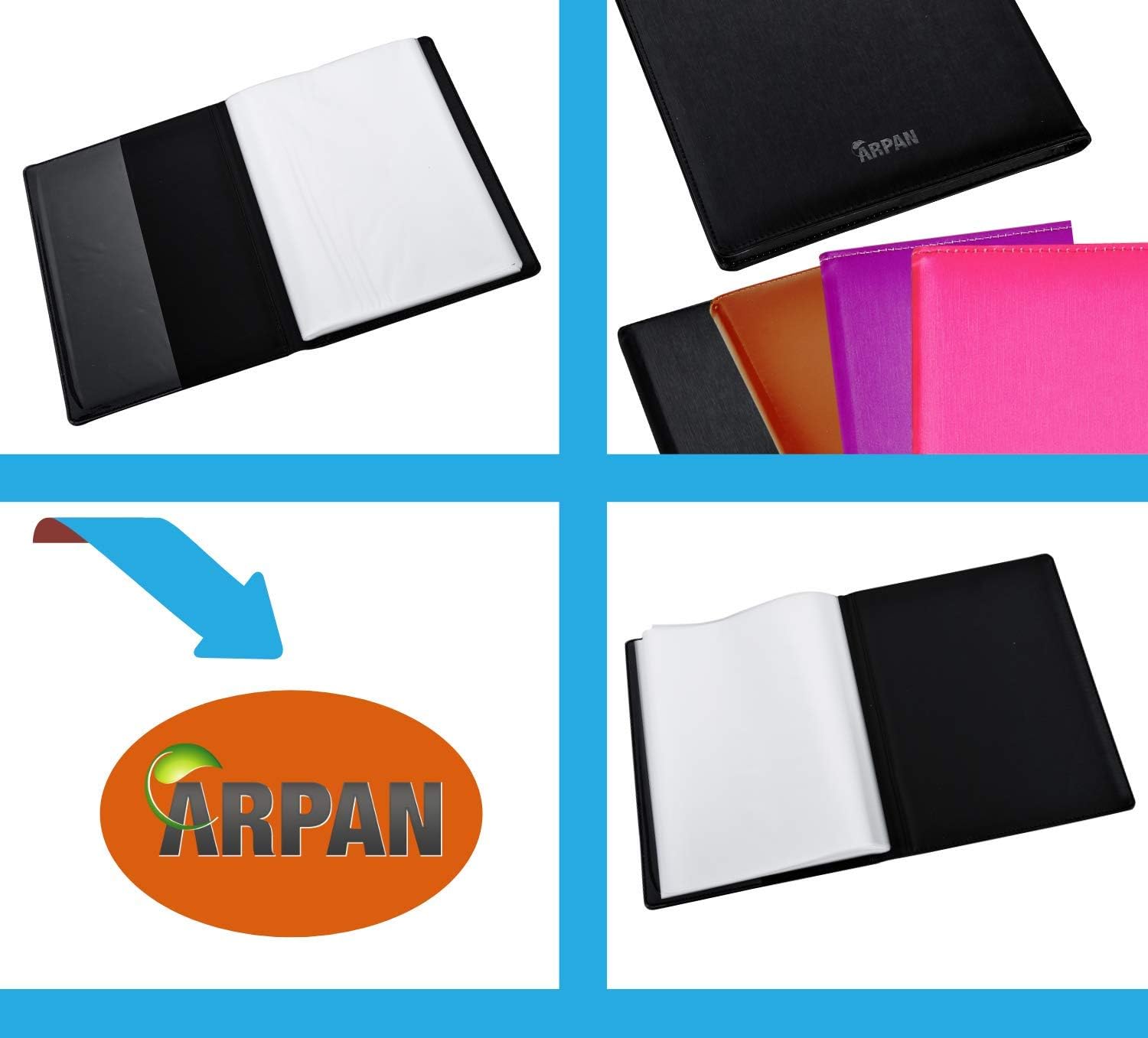 Arpan High-Quality Black A4 Professional Display Book Folder for Presentation, Artwork, Interviews, CVS - A4 Display Folder with 48 Pockets (96-Side) 2