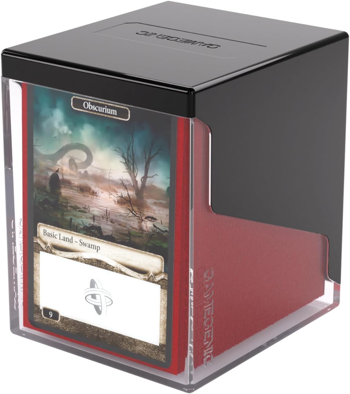 Gamegenic Bastion 100+ XL Deck Box - Secure Storage for 100+ Double-Sleeved Cards | Black/Clear