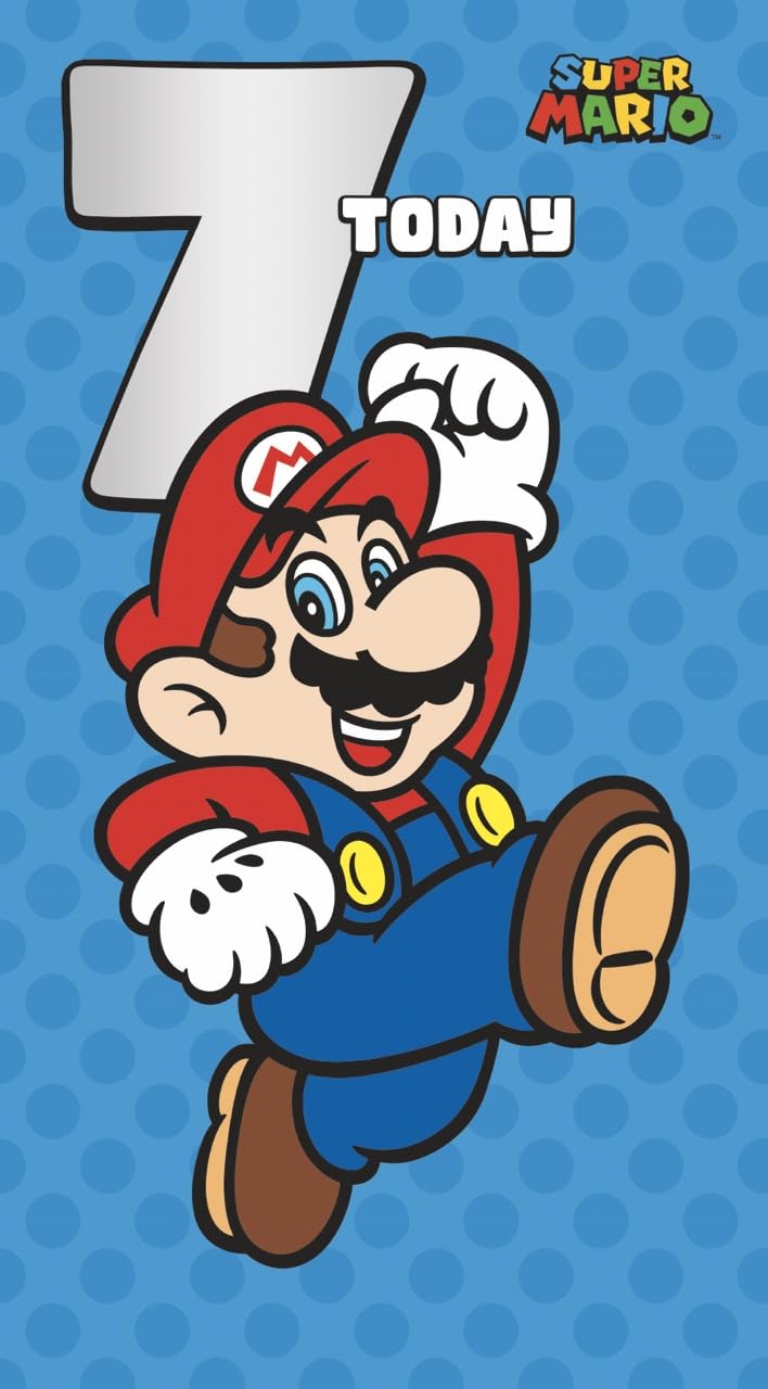 Danilo Promotions LTD Super Mario Birthday Card - Age 7 | Standard Size | Officially Licensed
