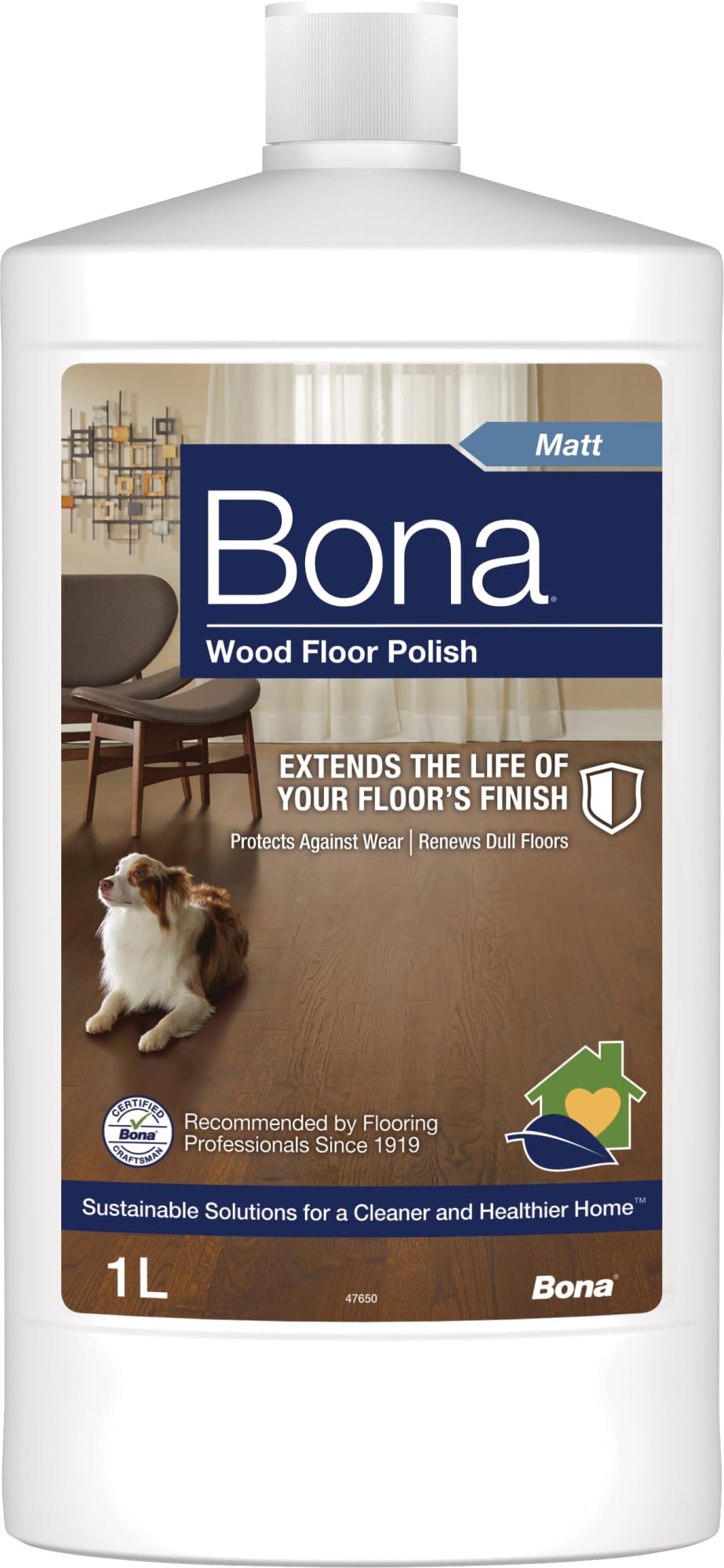 Bona Wood Floor Matt Polish - Protects Sealed Wood Floors | 1 Litre | Dries in 2 Hours 1