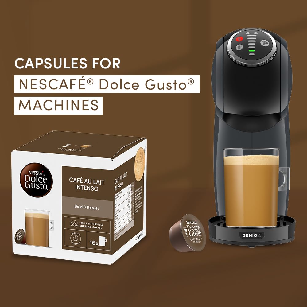 Nescafé Dolce Gusto Café Au Lait Intenso Coffee Pods - Bold & Roasty Flavor | 3 Pack (16 Capsules Each)