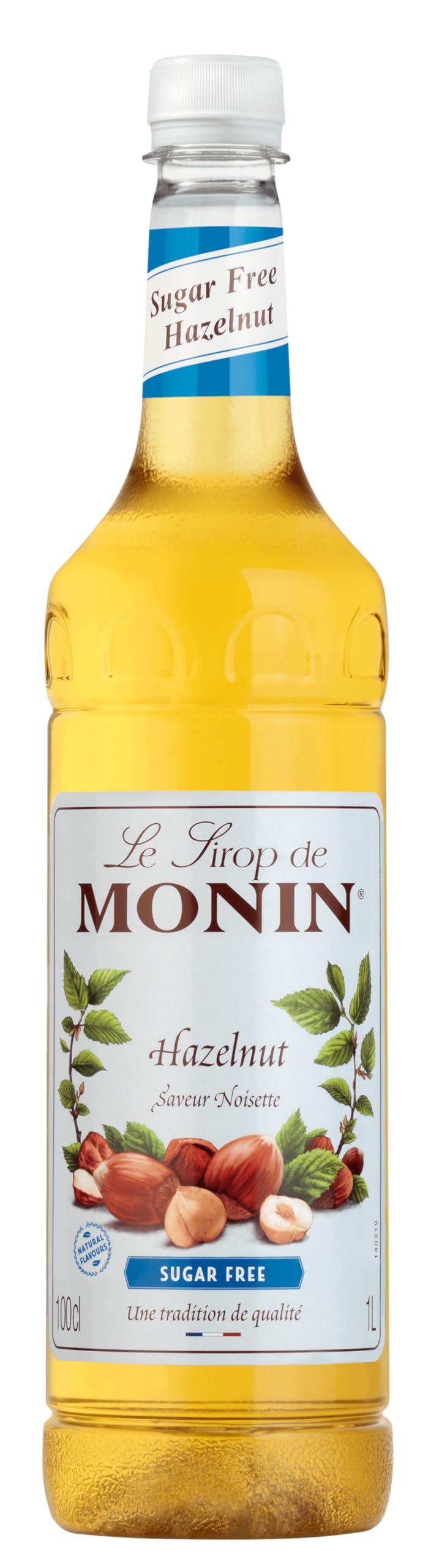 Monin Sugar Free Hazelnut Syrup - 1L PET Bottle | Low Calorie | Vegan & Kosher