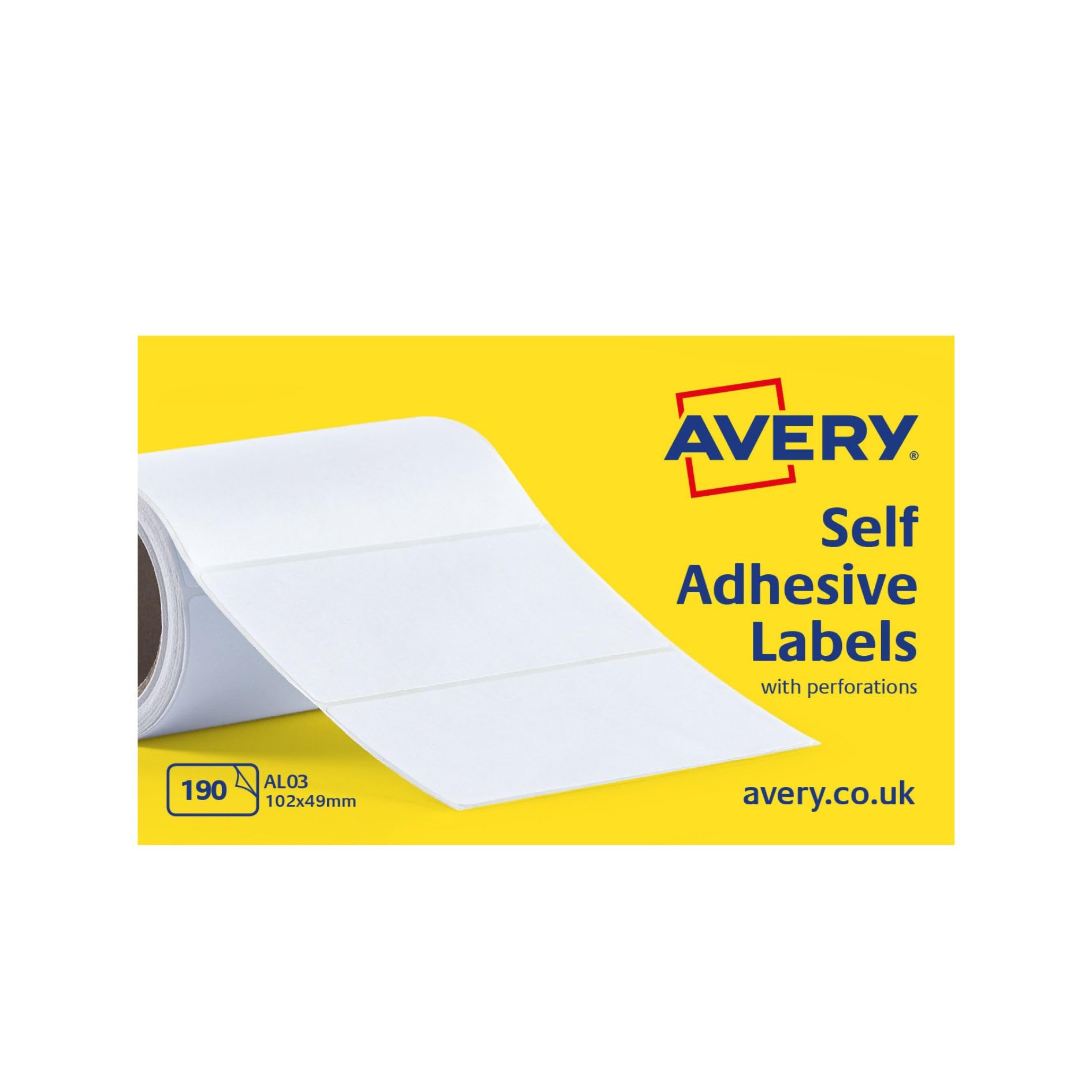 AVERY Multipurpose Roll Labels - 102 x 49 mm White, 190 Labels per Roll | Inkjet Compatible