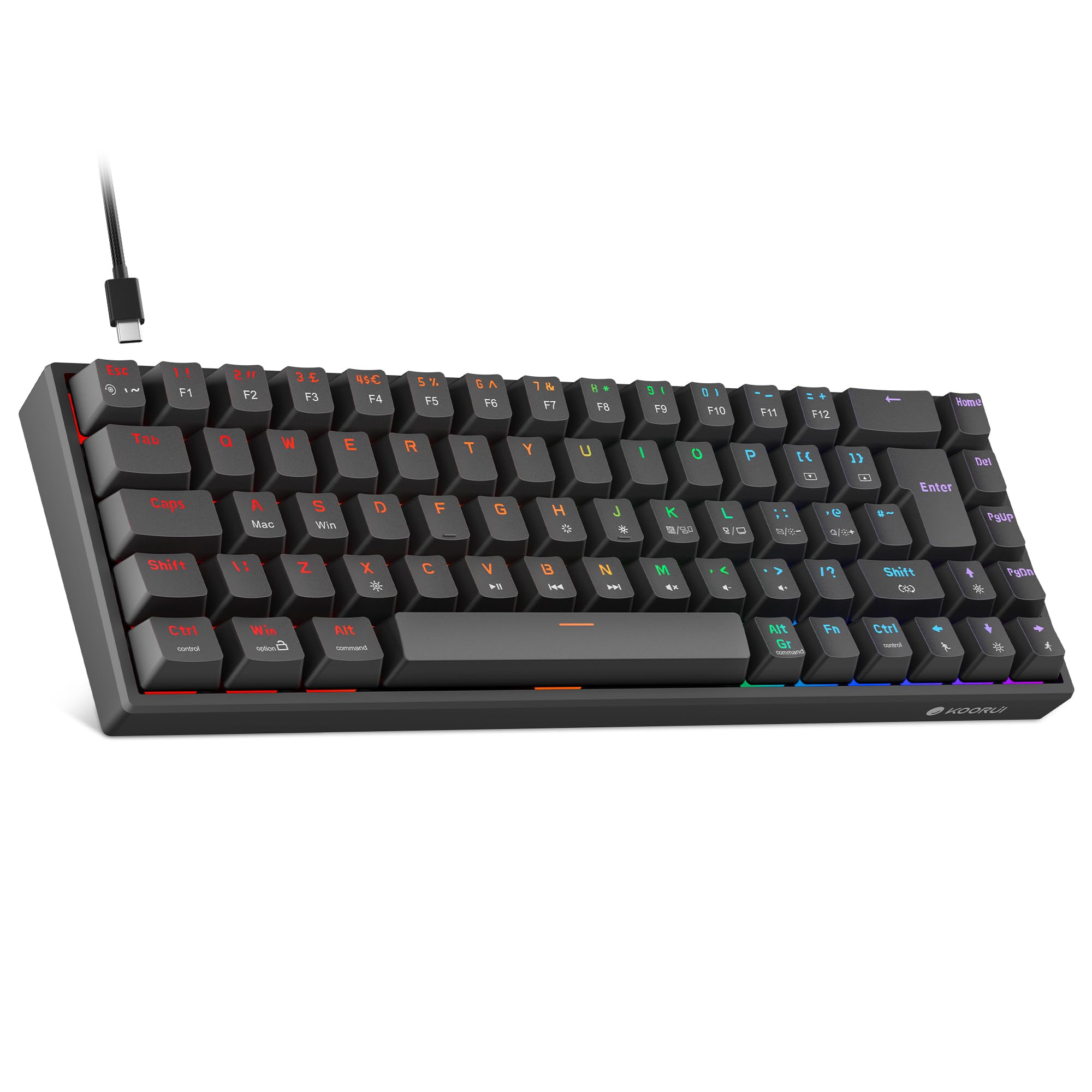 KOORUI 60 % mechanische Gaming-Tastatur MKC01 – Kompakte Tastatur mit rotem Schalter und RGB-Hintergrundbeleuchtung