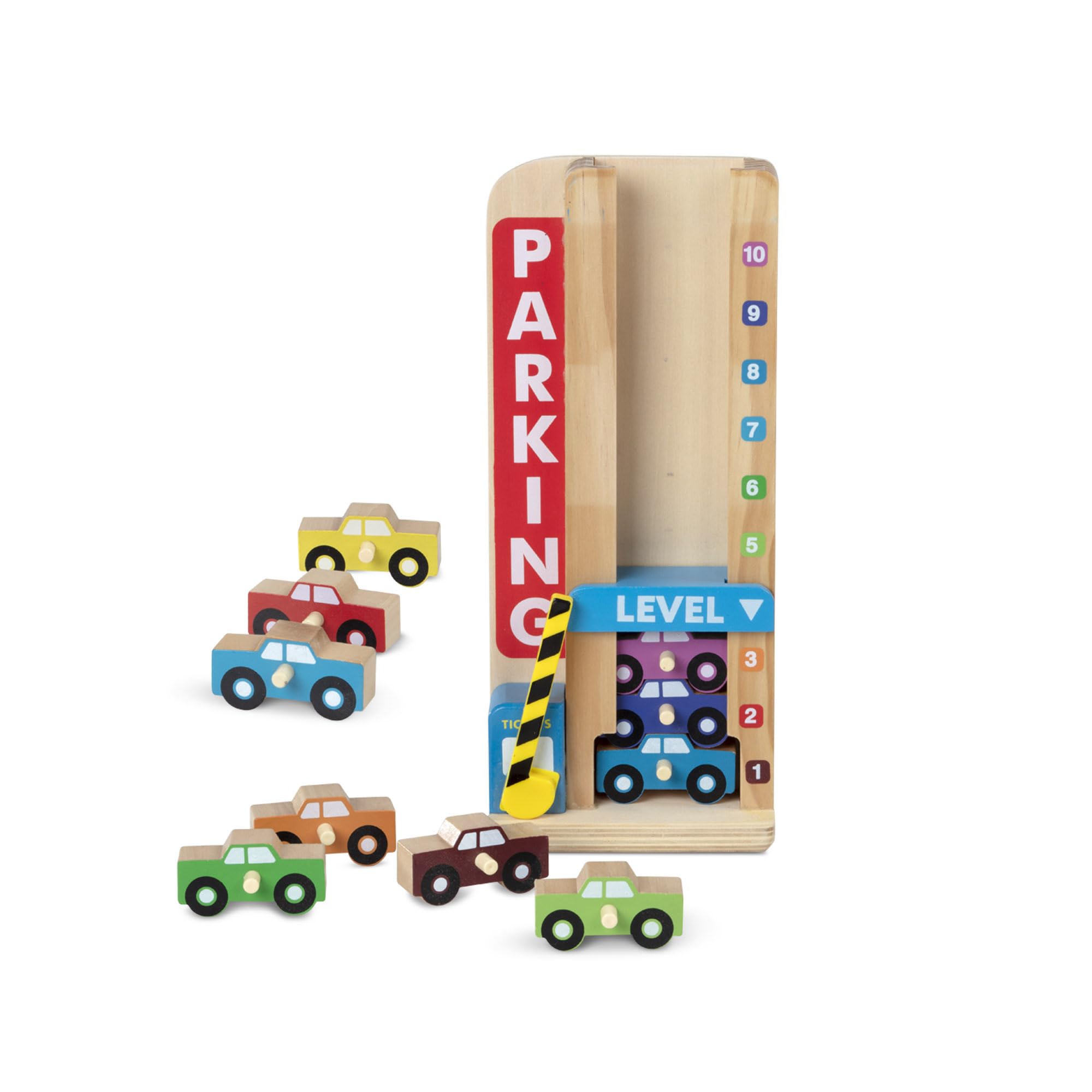 Melissa & Doug Stack & Count Parking Garage - Wooden Vehicle Stacker Toy for Ages 3+ 7