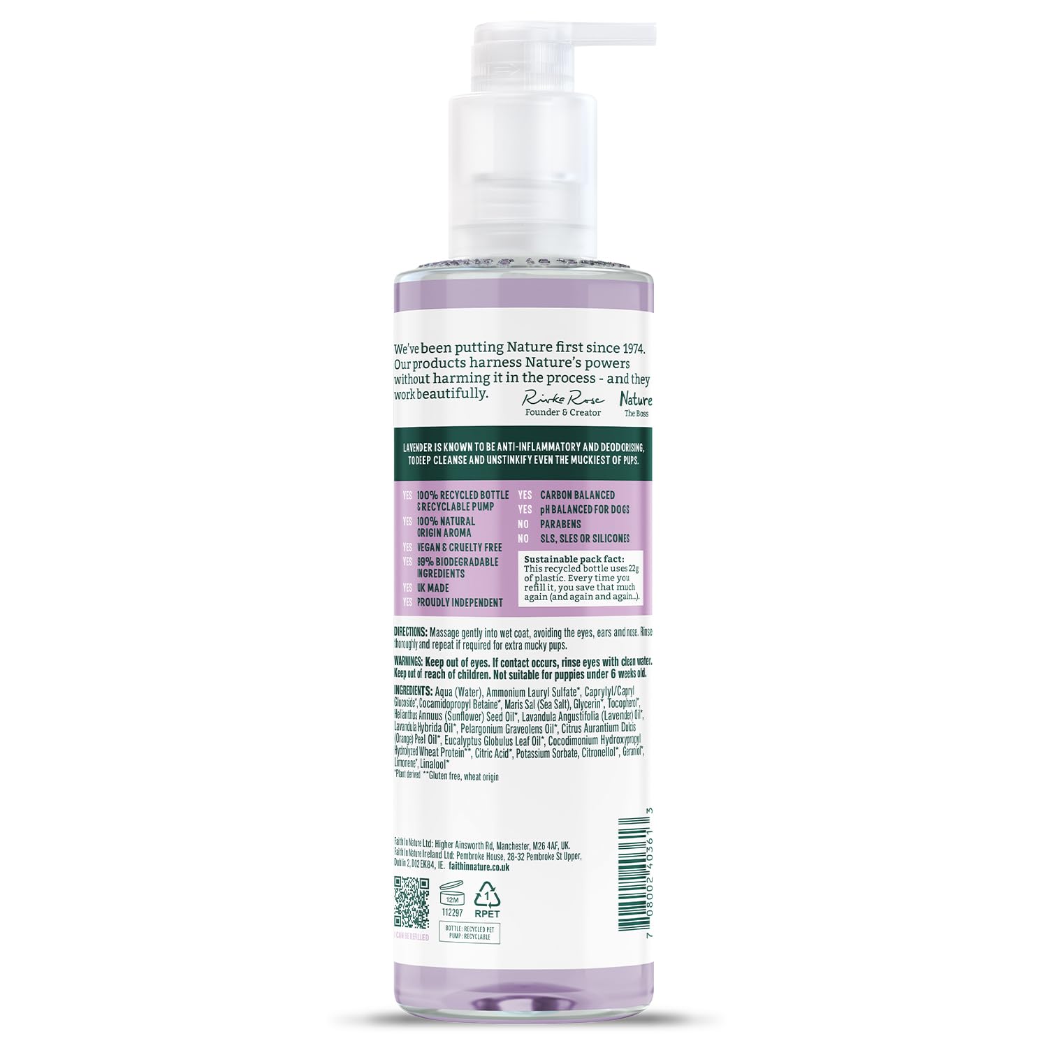 FAITH IN NATURE Lavender Dog Shampoo - Vegan, Cruelty Free, pH-Balanced, 400ml 2