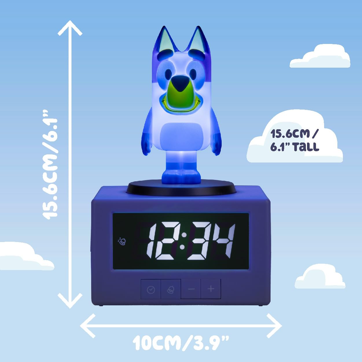 Paladone Bluey Digital Alarm Clock with Night Light & Music | Battery Powered | Snooze Function 5