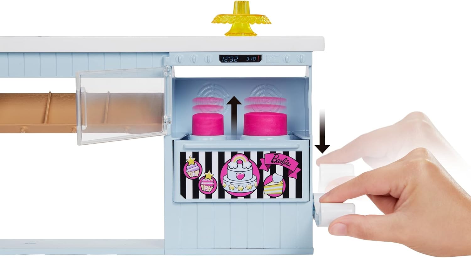 Barbie Bakery Playset with 12 in Petite Doll, Pink Hair, Bakery Station, Cake Ma 3