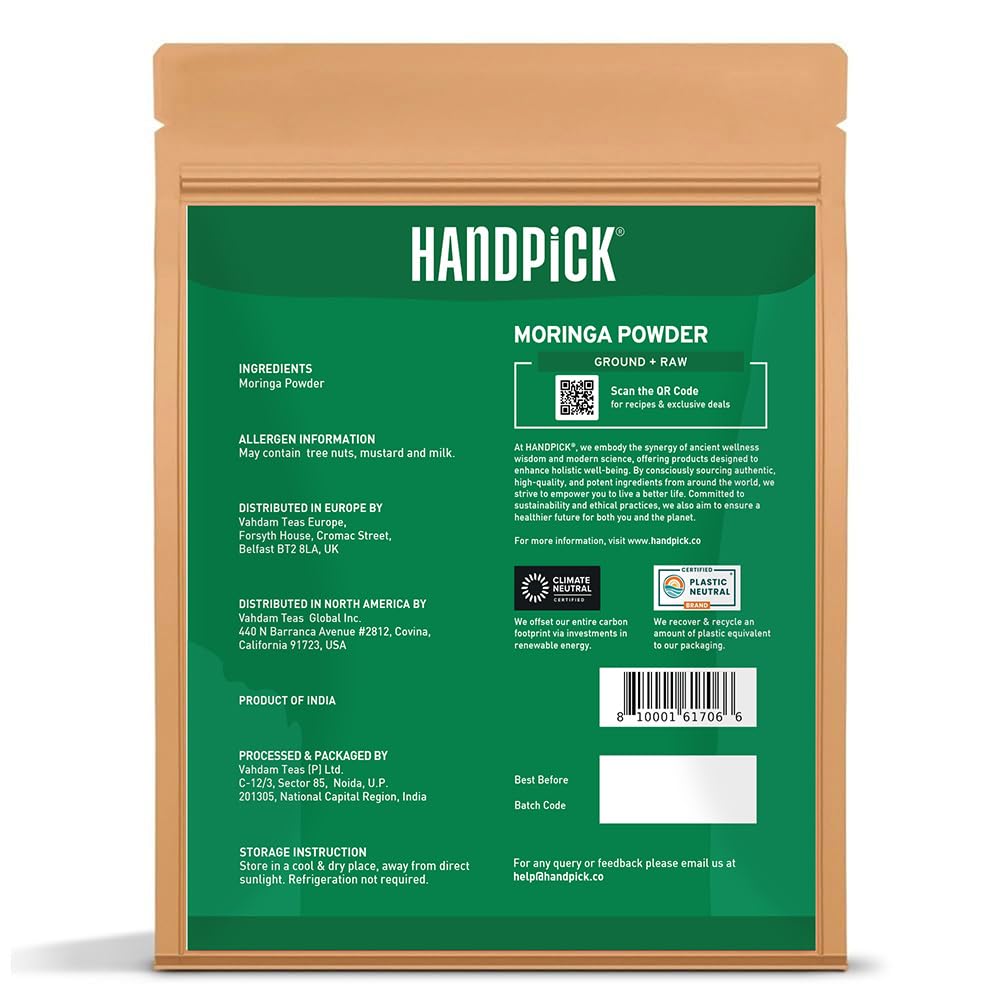 HANDPICK Moringa Powder (500g) - Pure Moringa Oleifera Leaves | Non-GMO, Gluten-Free | Resealable Pouch for Smoothies, Tea & Cooking 4