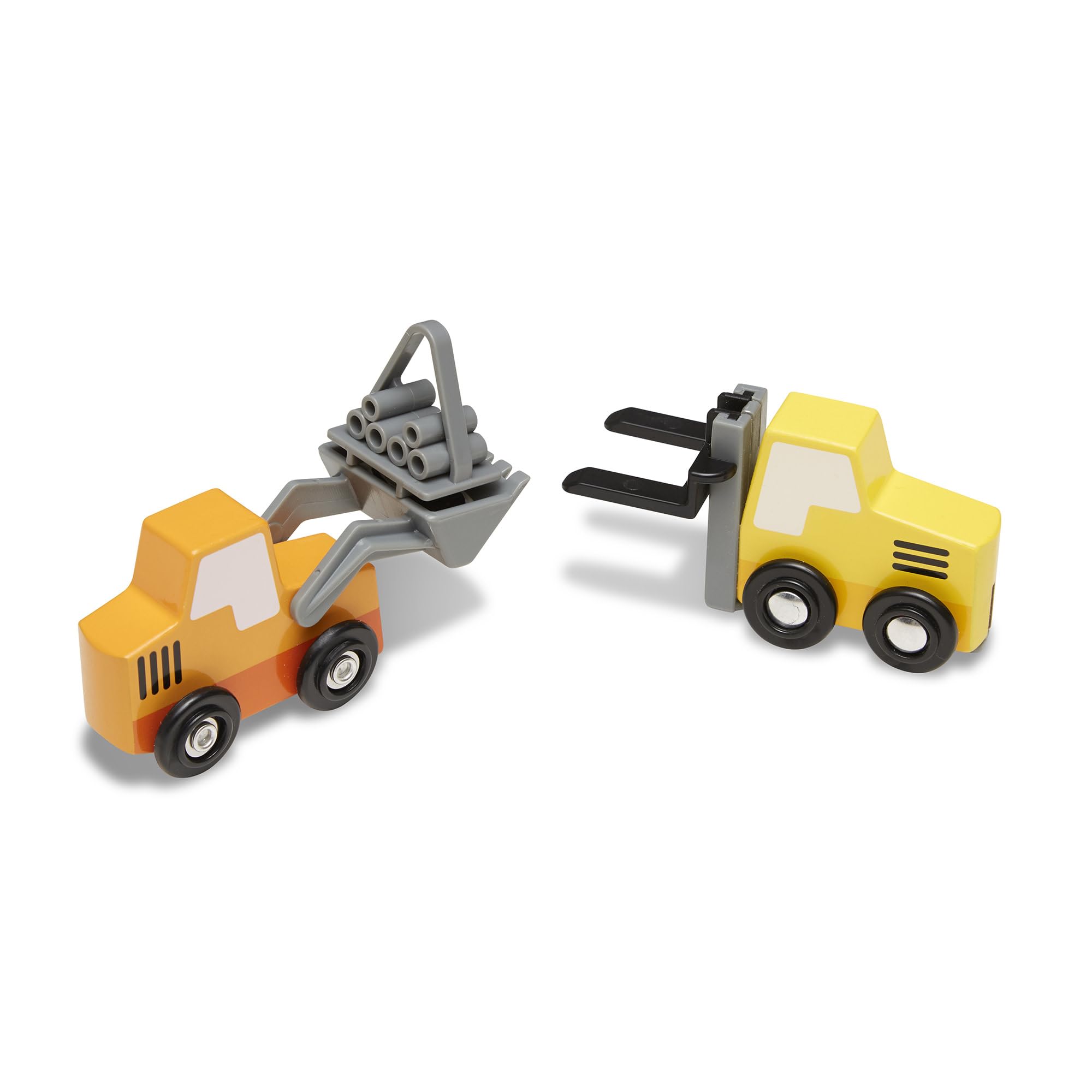 Melissa & Doug Wooden Construction Site Vehicles Playset - 7 Piece Set | Moving Parts | Ages 3-6 4