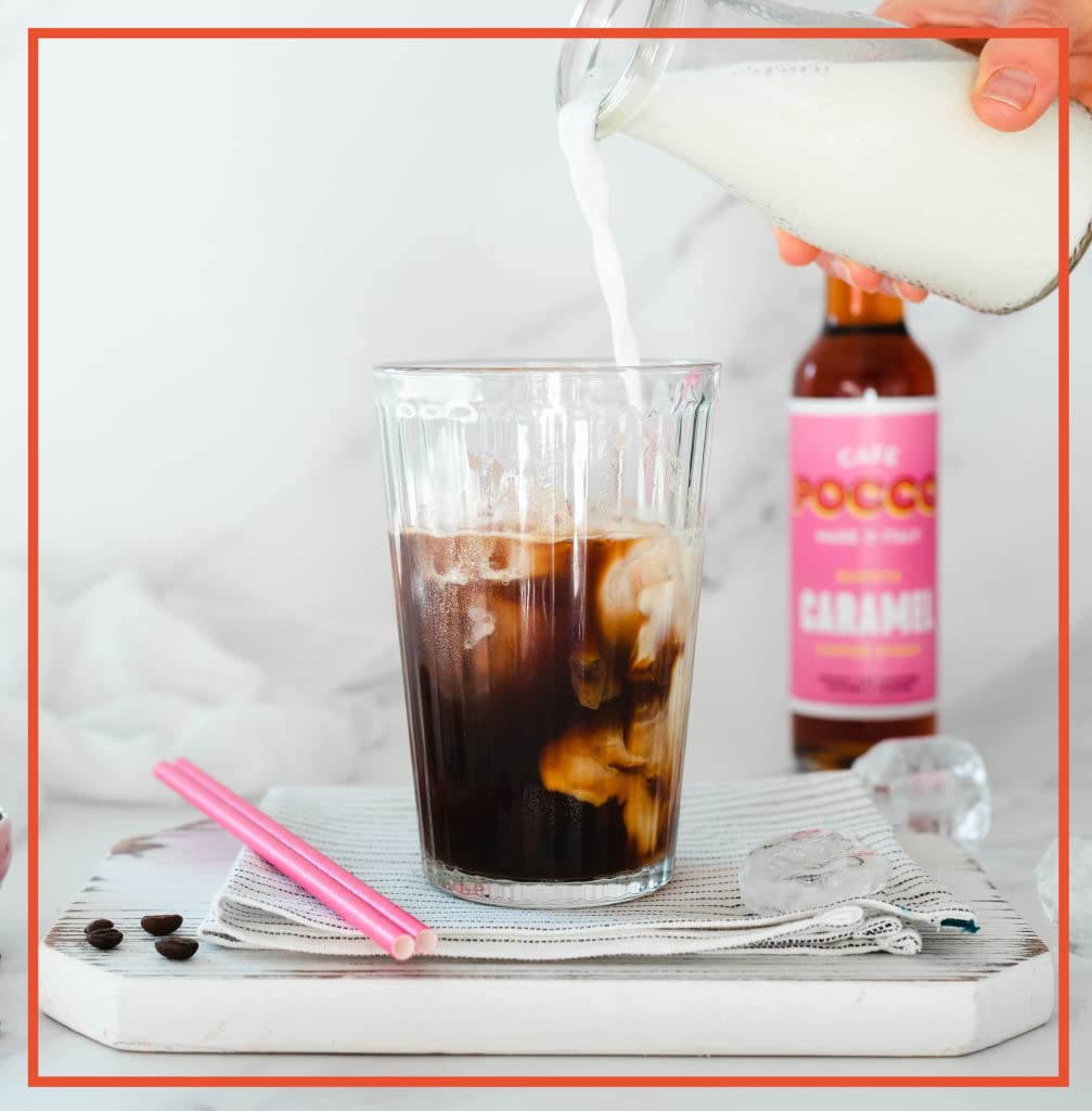 Cafe Pocco - Caramel & Vanilla Coffee Syrup Set (2 x 250ml Glass Bottles) 6