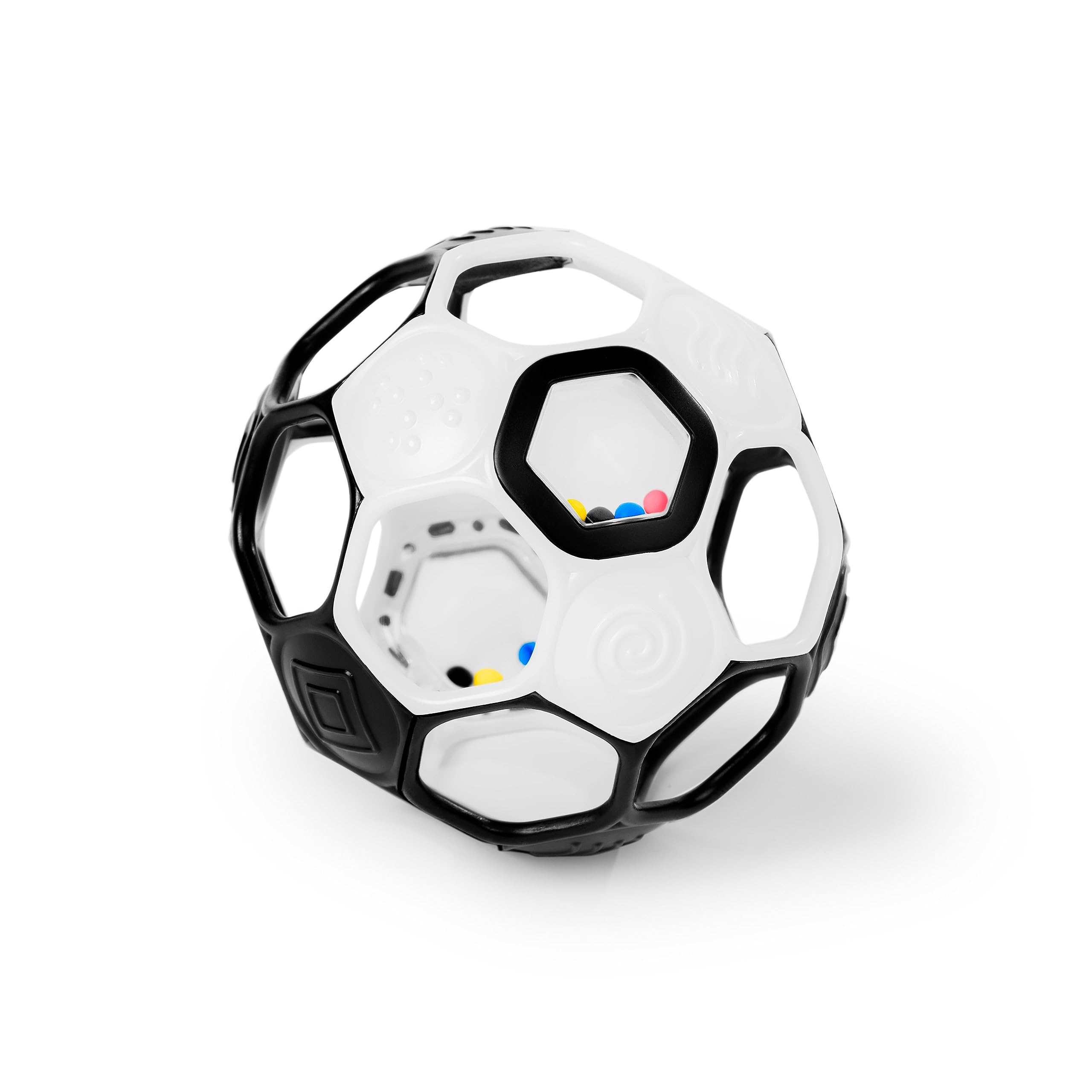 Bright Starts Oball Grippin' Goals Rattle Football Baby Ball - Black & White, 0-3 Years