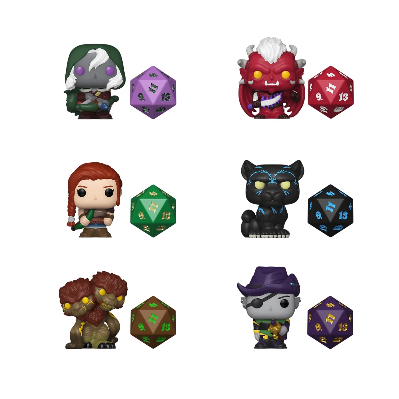 Funko Bitty POP! and Dice: Dungeons & Dragons Set - Jarlaxle, Drizzt, Errtu Figures | Multicolor Vinyl