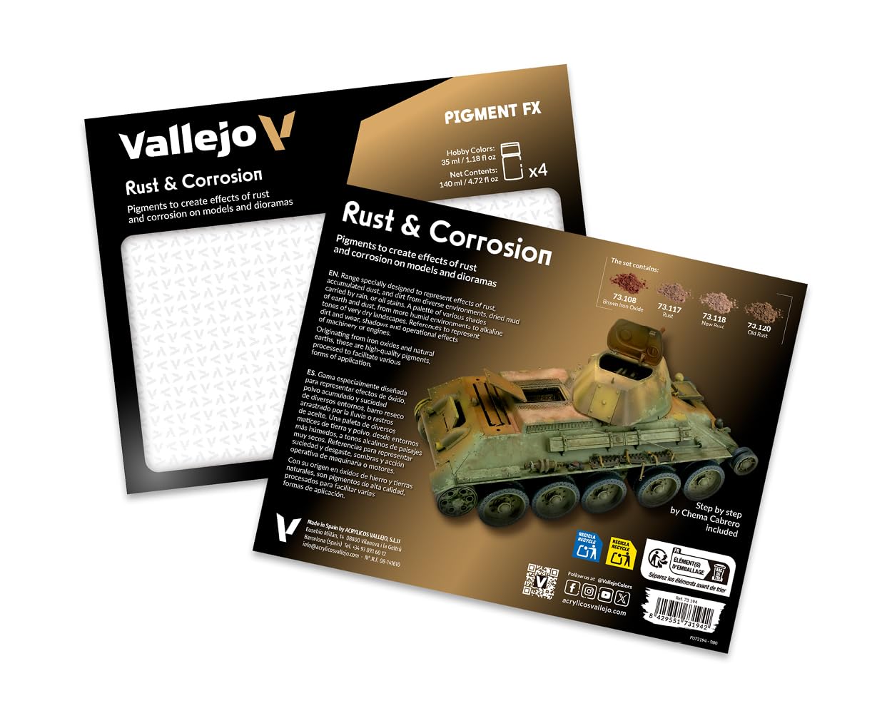 Vallejo Pigment Set - Rust & Corrosion Effects | 4 Jars (35 ml Each) | Includes Guide 2