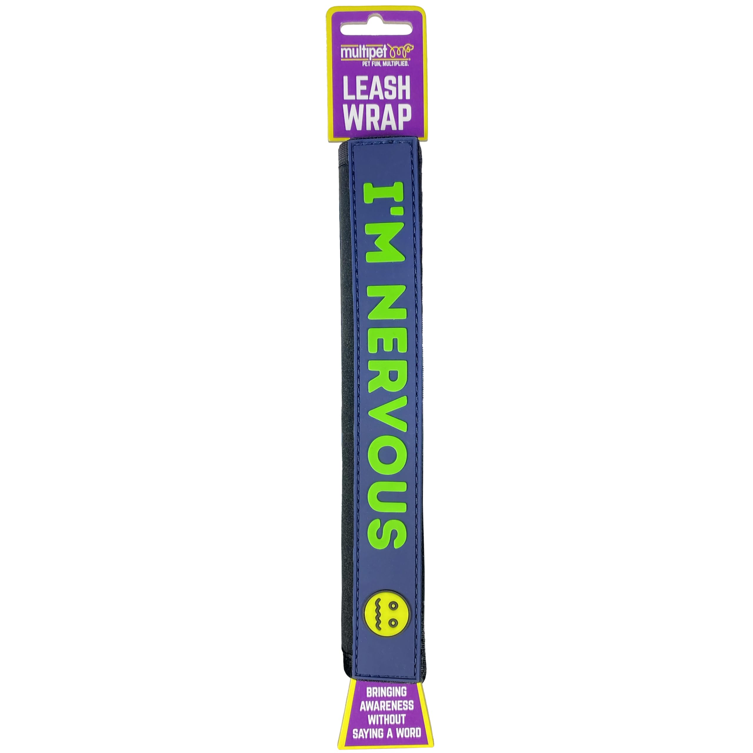 Multipet "I'm Nervous" Dog Leash Wrap - Double Sided Awareness Sleeve | Nylon | 6 inches