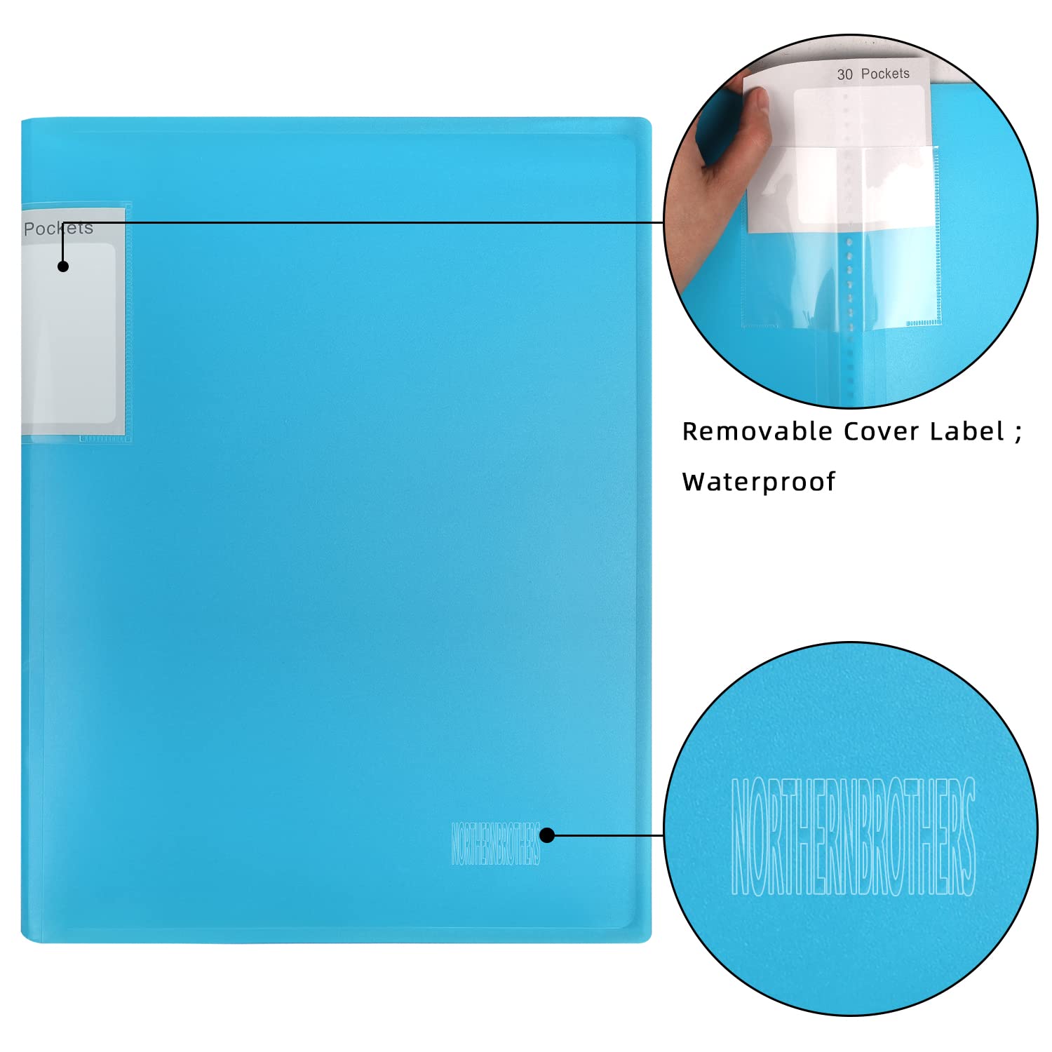 NORTHERN BROTHERS Presentation Display Book - A4 Folder with 30 Clear Pockets | Plastic | 6 Colours Available 6