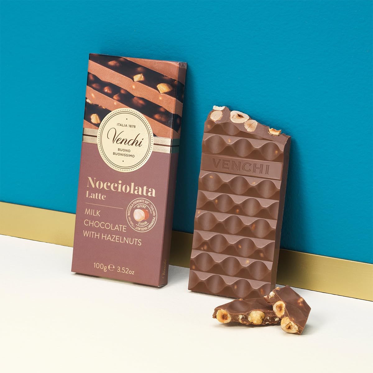 Venchi Milk Chocolate Hazelnut Bar 100g with Whole Piedmont Hazelnuts - Gluten Free 4
