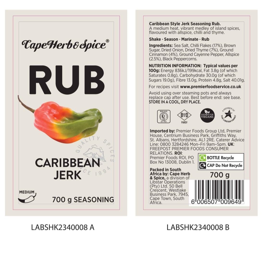 Cape Herb & Spice Caribbean Jerk Seasoning Powder - Sweet Heat Balance | 700 g 3