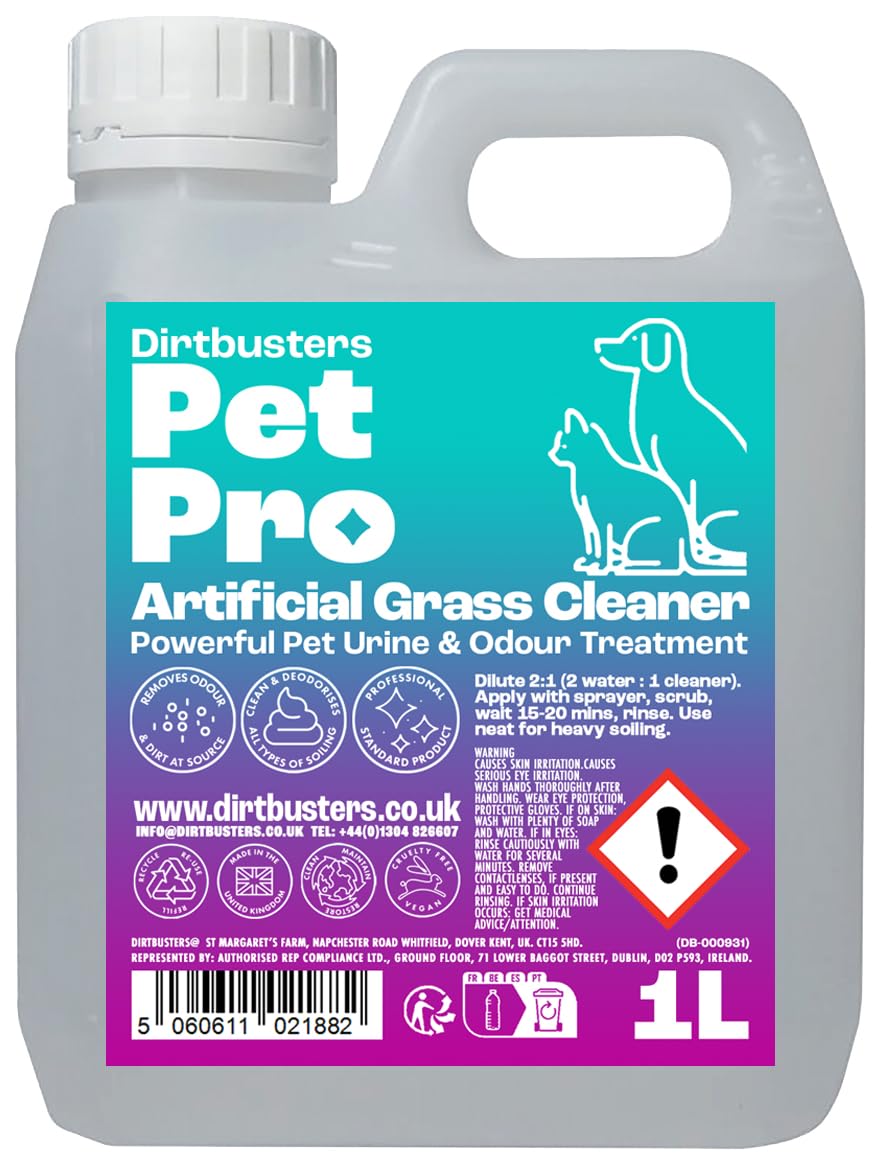 Dirtbusters Pet Pro Artificial Grass Cleaner - 3-in-1 Formula, Fresh Cut Grass Scent | 1 Litre Concentrate 1