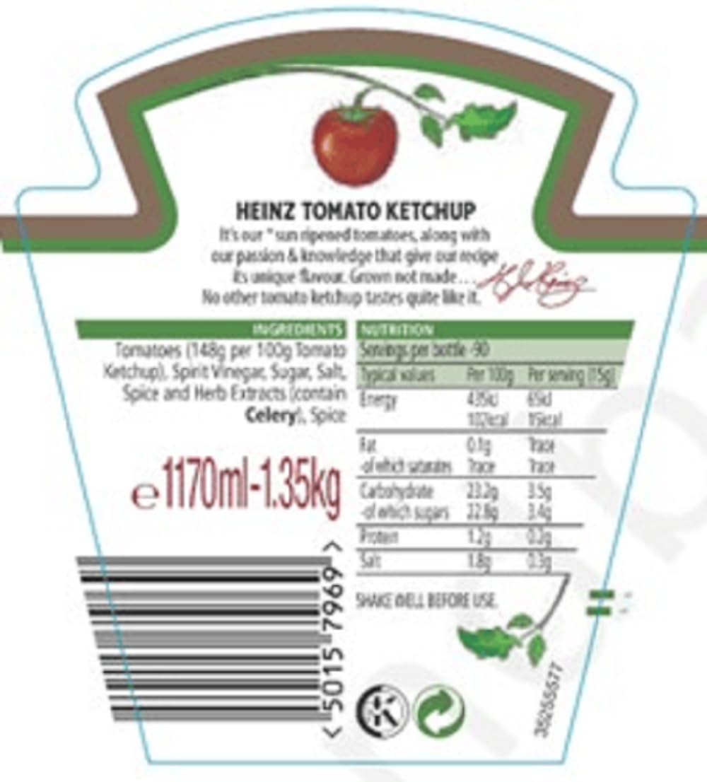 HEINZ Tomato Ketchup - Classic Rich Thick Taste | 1.35kg Bottle | No Artificial Additives