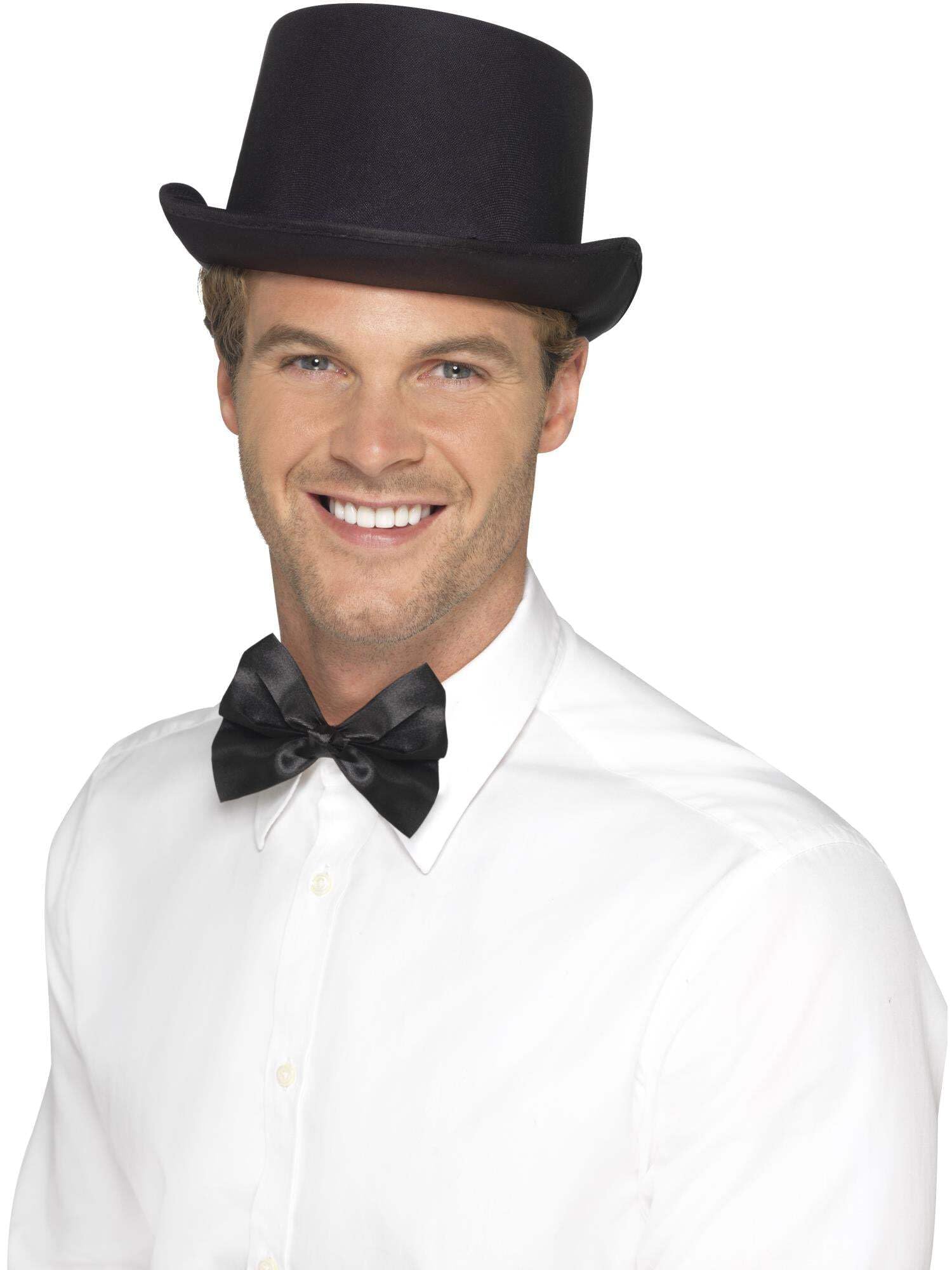 Smiffys Black Satin Look Top Hat - Adult Fancy Dress Accessory | One Size