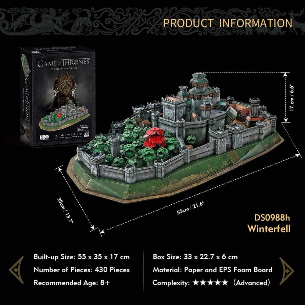 Game of Thrones Winterfell 3D Puzzle - 430-Piece Building Kit for Ages 8+ 3