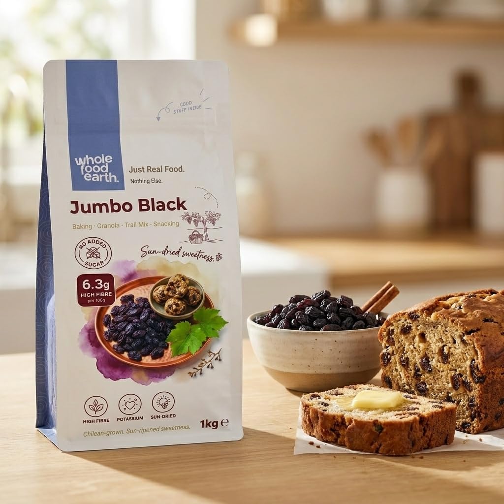 Wholefood Earth Jumbo Black Raisins - 1 kg Pack | High Fibre | GMO Free 3