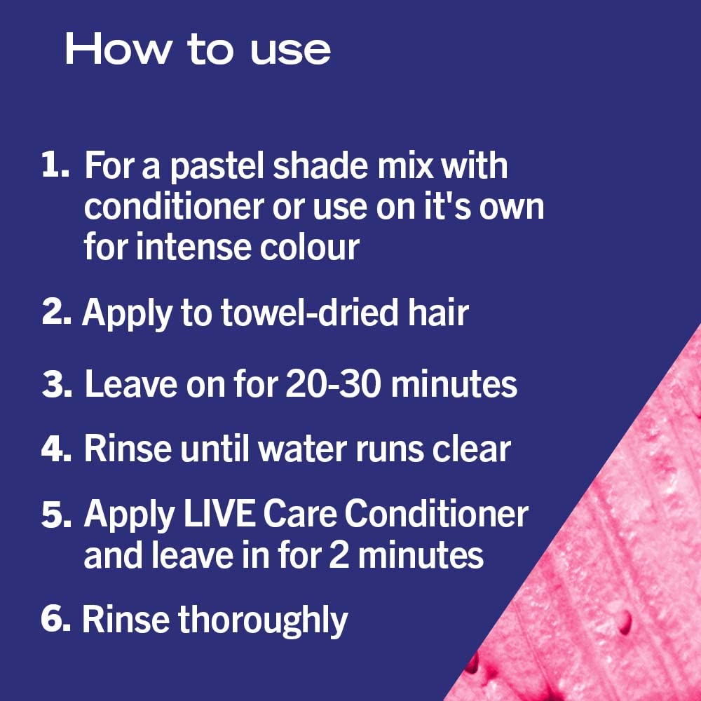Schwarzkopf LIVE Ultra Brights or Pastels Semi-Permanent Hair Dye - Raspberry Rebel (50ml) 4